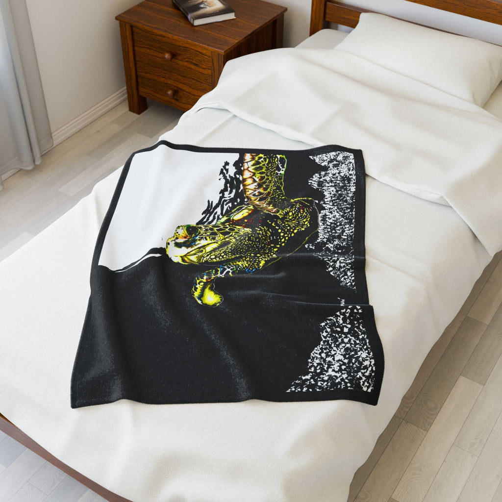 Ocean Life Sea Turtle Velveteen Plush Blanket Warm and Cozy