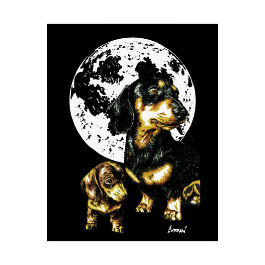 Dachshund Moonlit Satin Poster - Art Print for Dog Lovers
