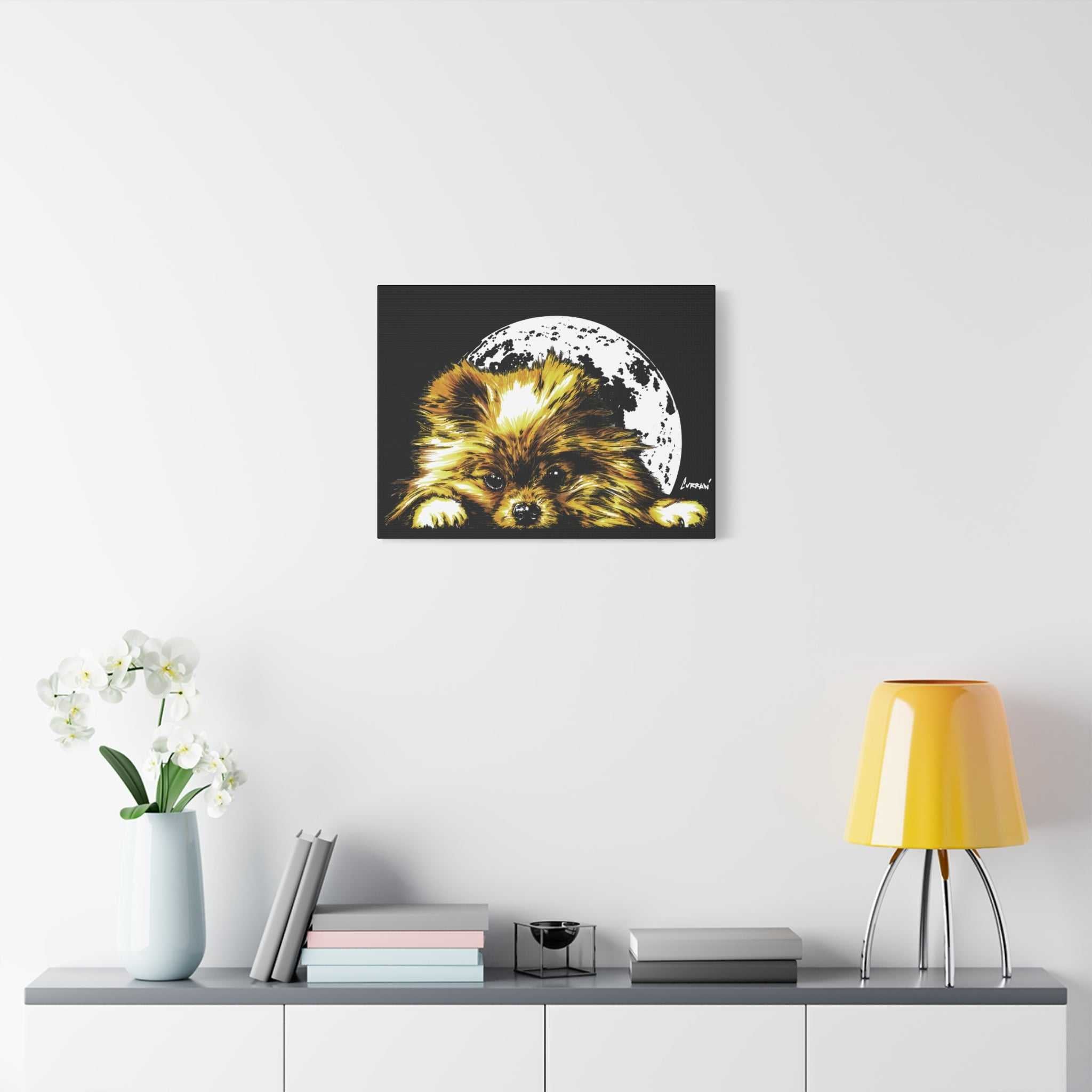 Pomeranian Moon Canvas Art Print- Dog Lover's Decor,