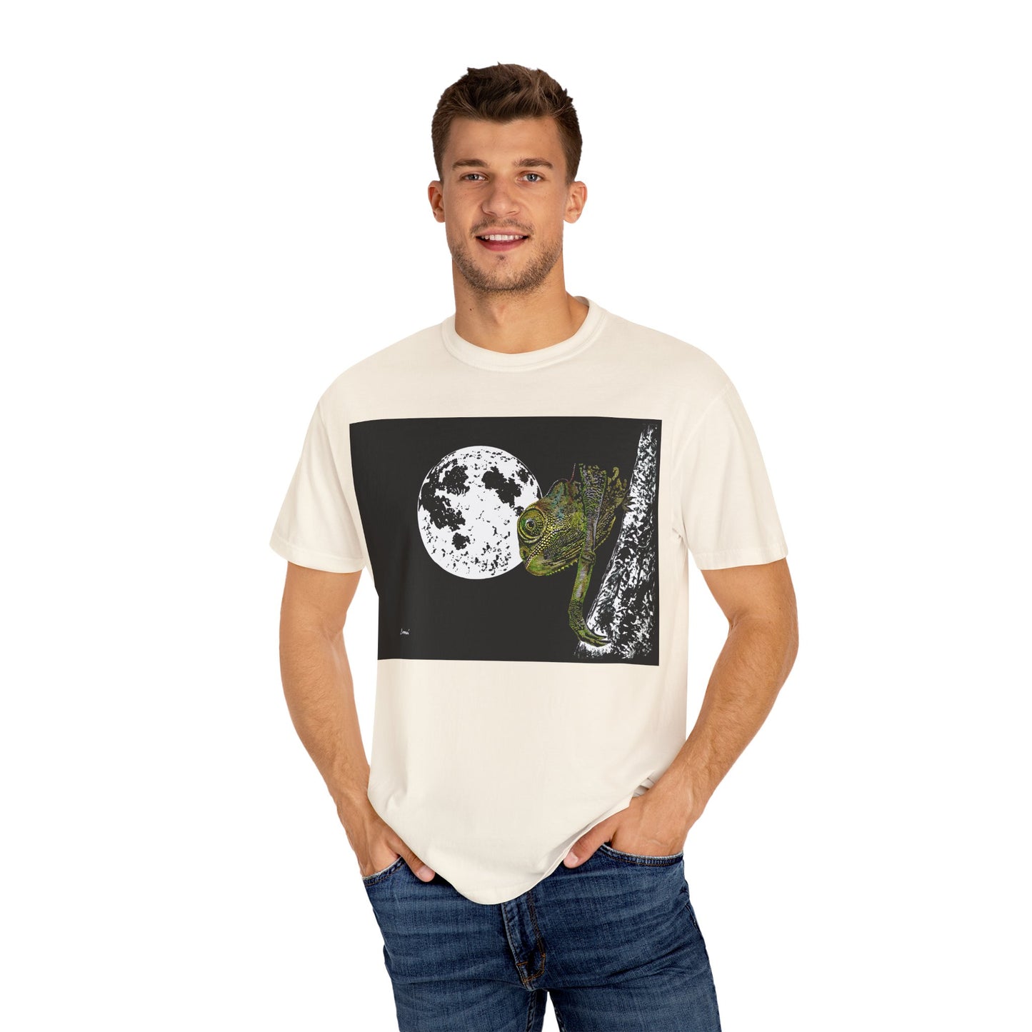 Moonlit Chameleon Unisex T-Shirt - Nature-Inspired Art Tee for Wildlife Lovers