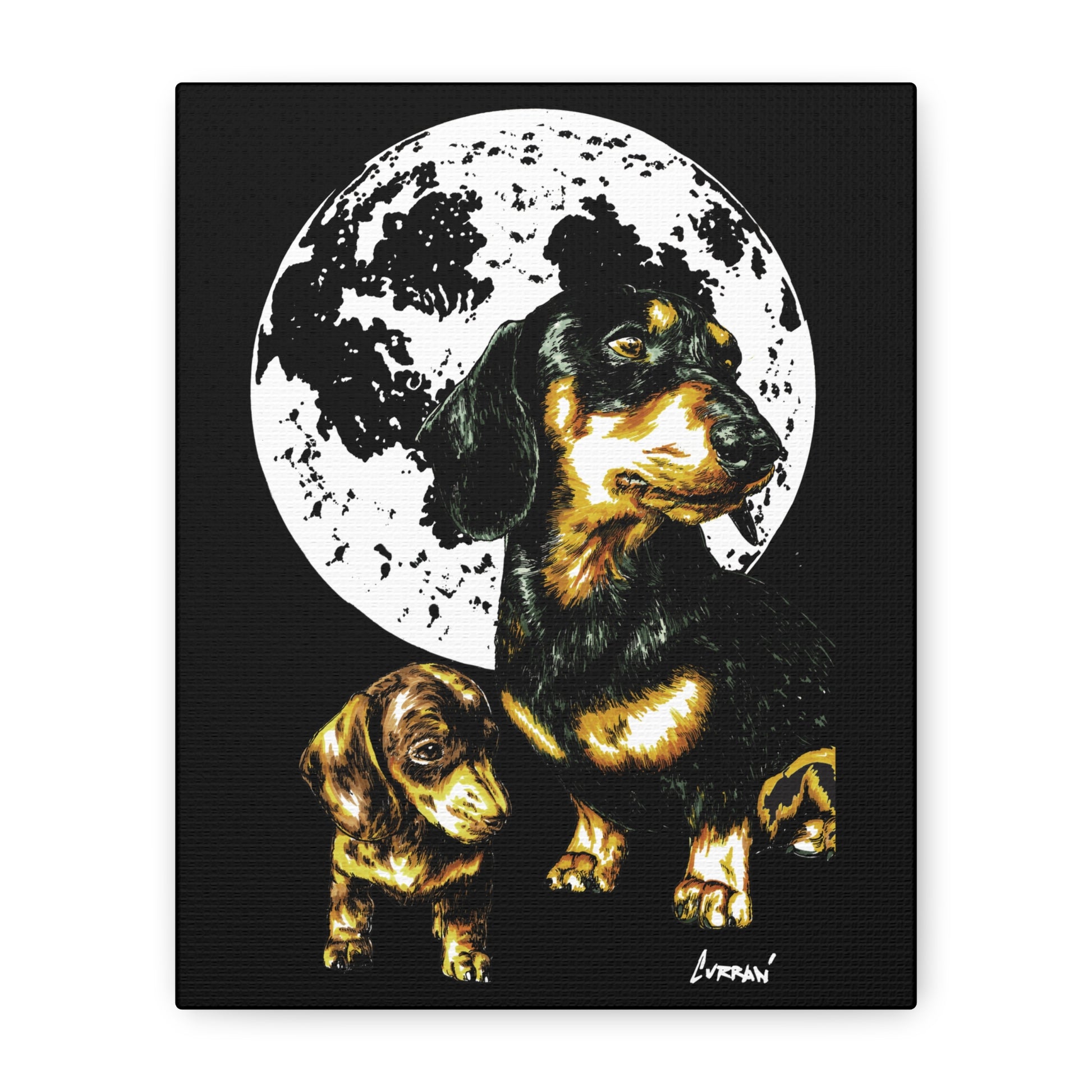 Dachshund Canvas Print of the Original, hand drawn wall art
