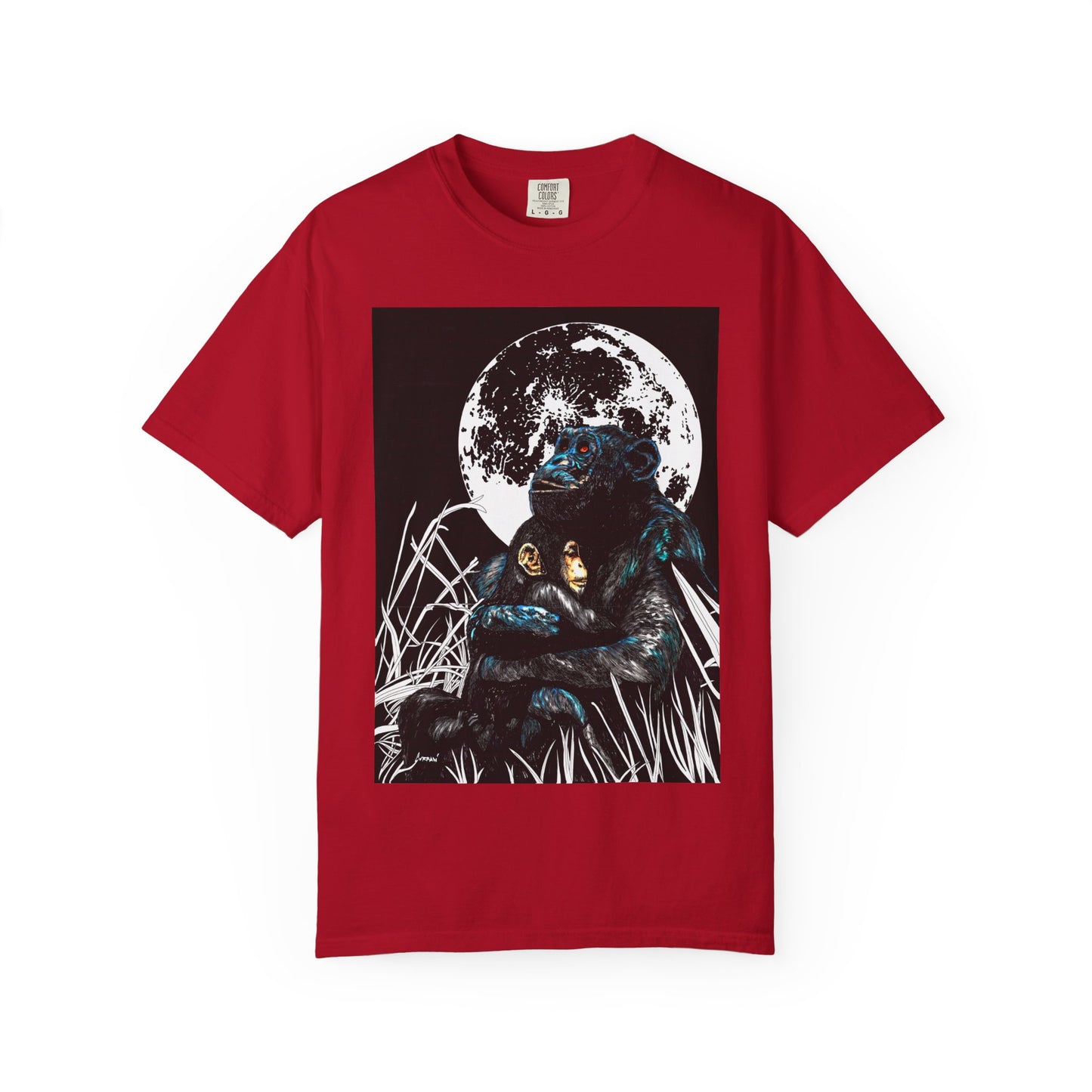 Moonlit Gorilla and Child Unisex Garment-Dyed T-Shirt
