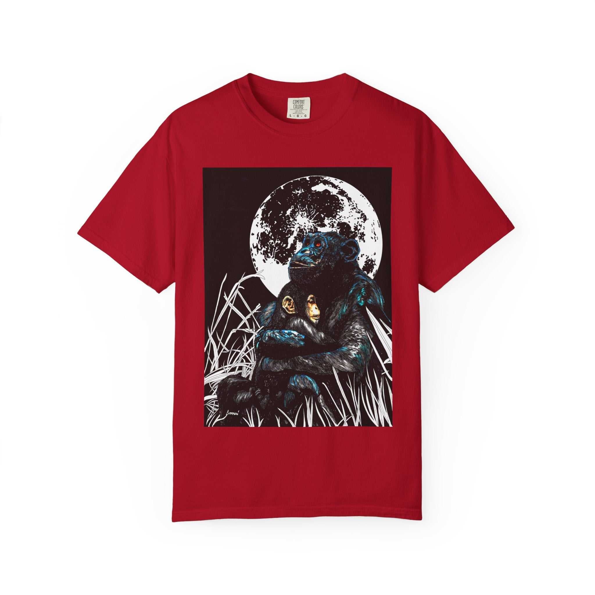 Moonlit Gorilla and Child Unisex Garment-Dyed T-Shirt