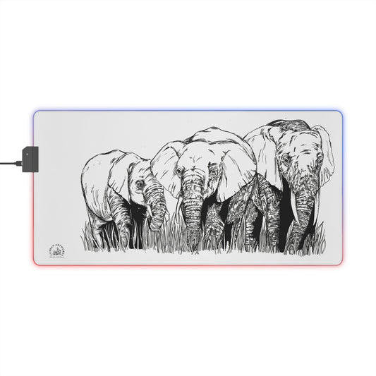 Elephant Herd LED Gaming Mouse Pad - Artistic Elephant Design