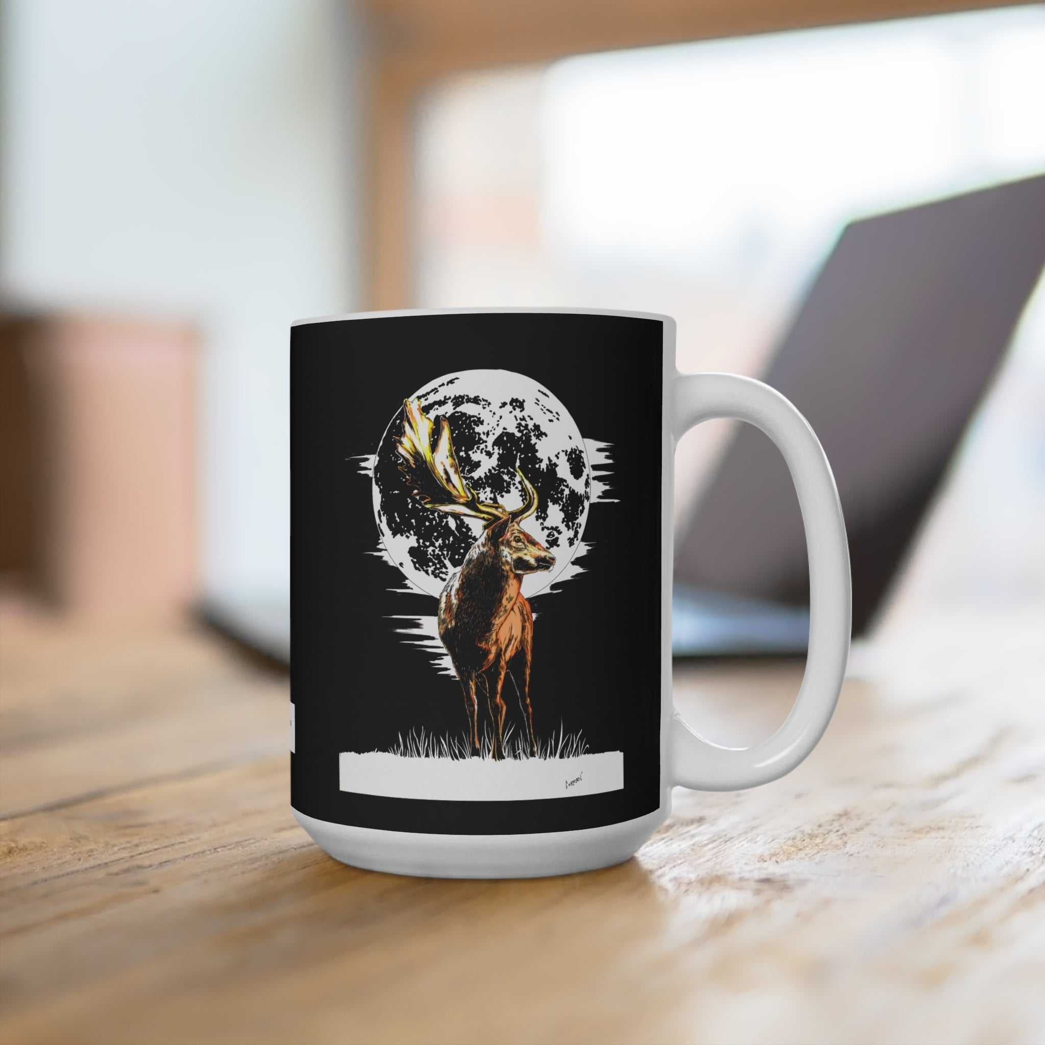 Original Hand-Drawn Deer Wall Art on a 15oz Mug
