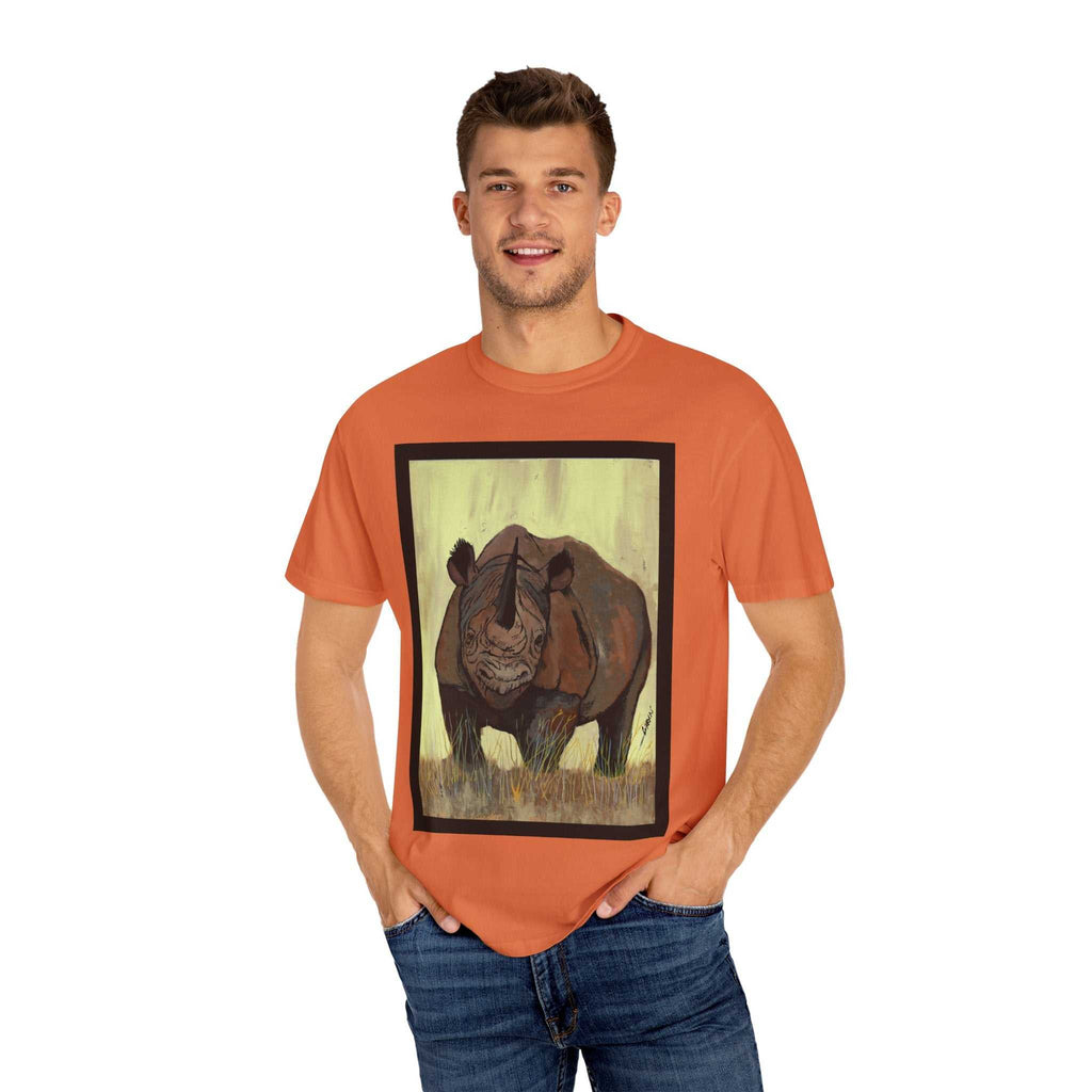 Perfect blend of style and sustainability with our Wildlife Rhinos Unisex Garment-Dyed T-Shirt - Eco-Friendly Nature Art. Stand out in nature-inspired fashion!