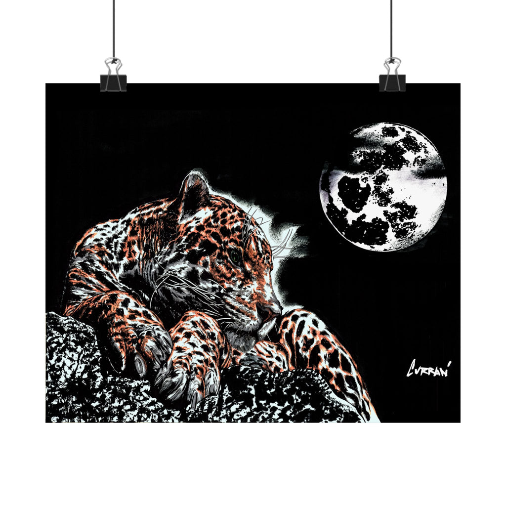 Majestic Leopard Satin Poster (300gsm) Moonlit Wildlife Art