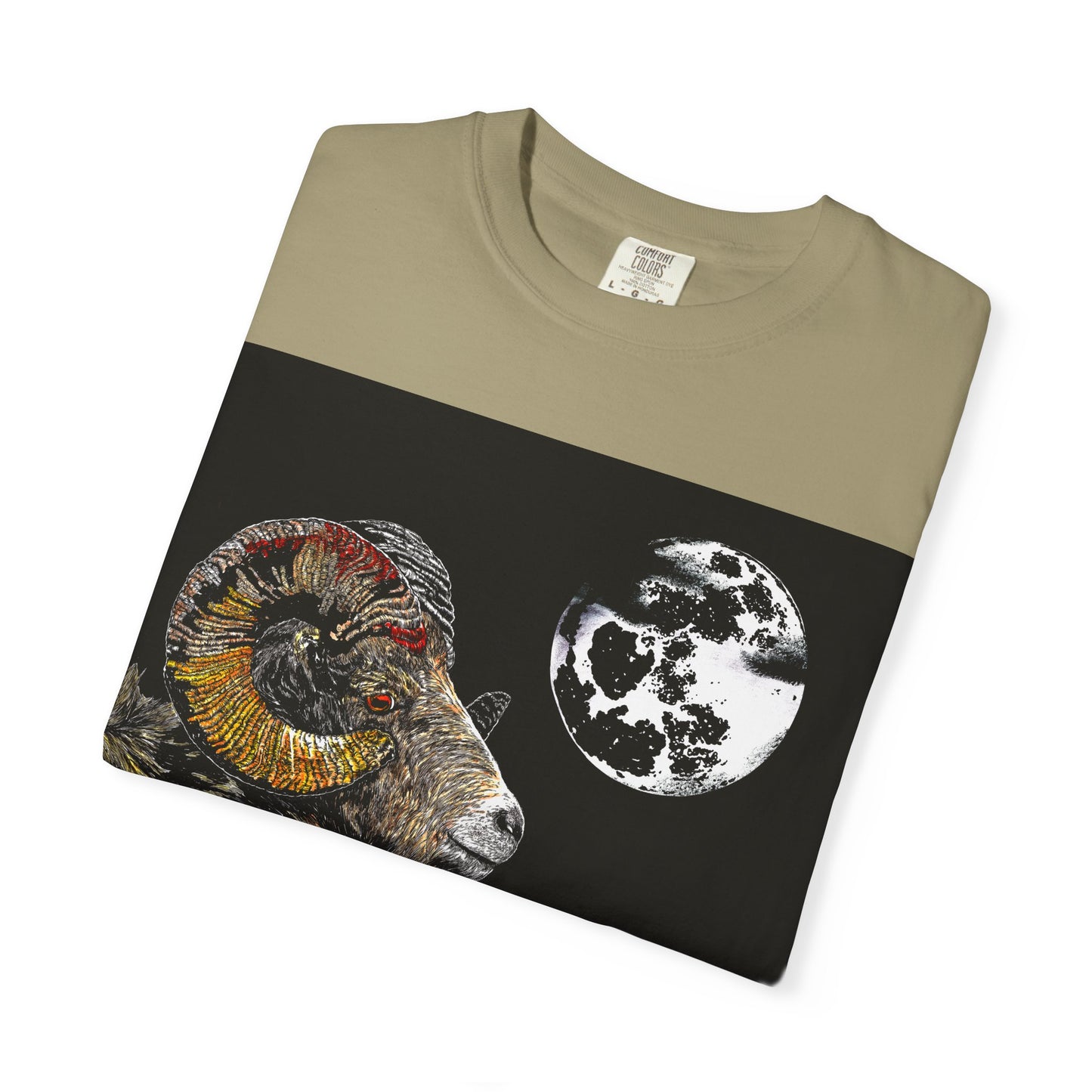 Ram and Moon Graphic Unisex T-Shirt - Nature-Inspired Artwear