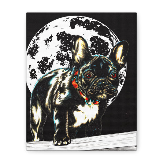 French Bulldog Moonlight Canvas Wall Art Print