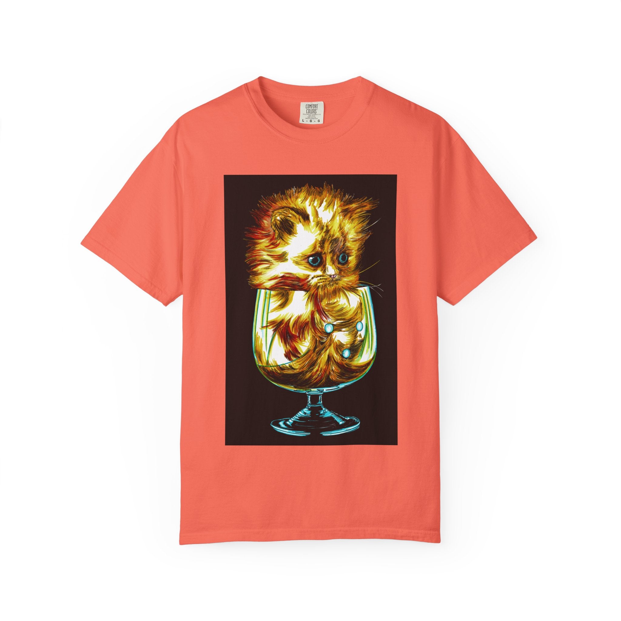Kitten in a Glass Unisex T-shirt - Hand Drawn Art