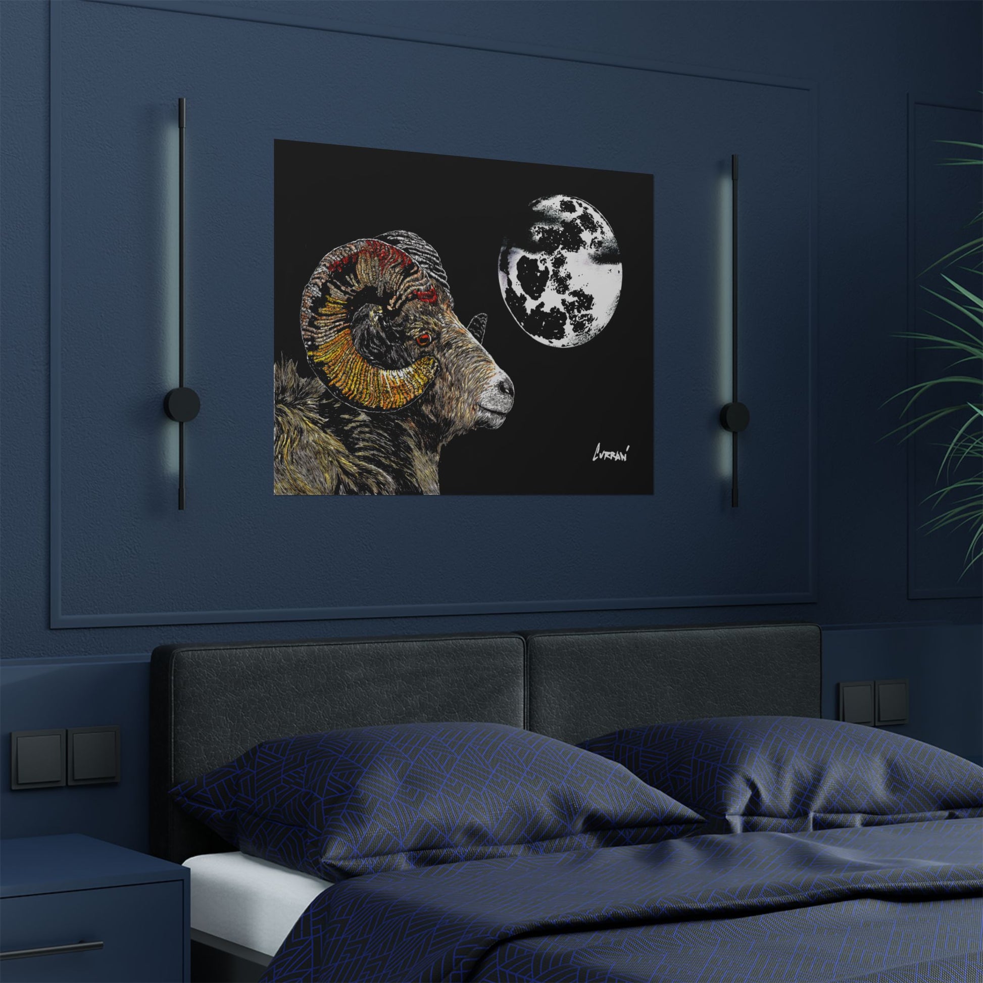 Mountain Ram Satin Poster - 300gsm Art Print for Home Decor