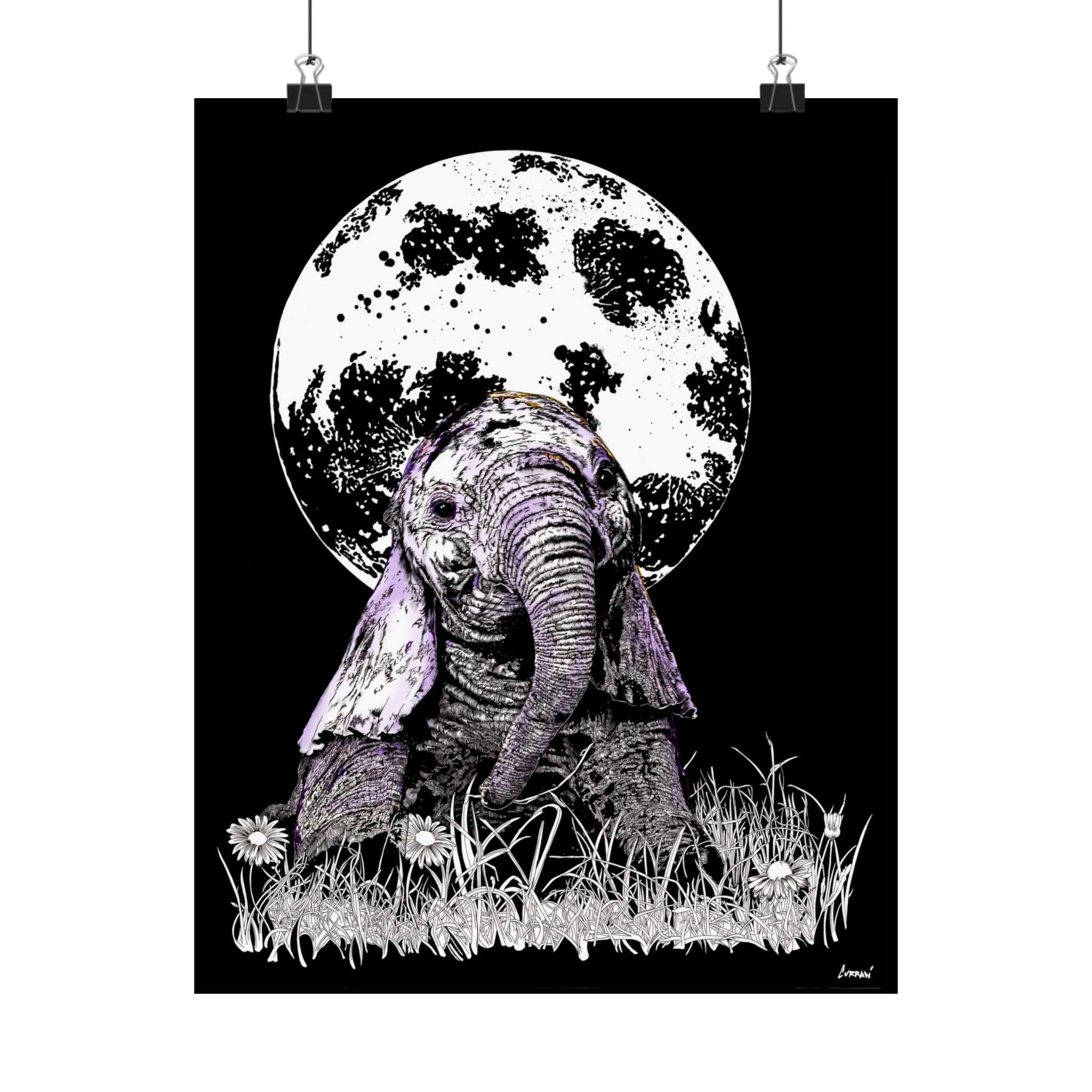 Baby Elephant Satin Poster | Art Print for Nursery Decor