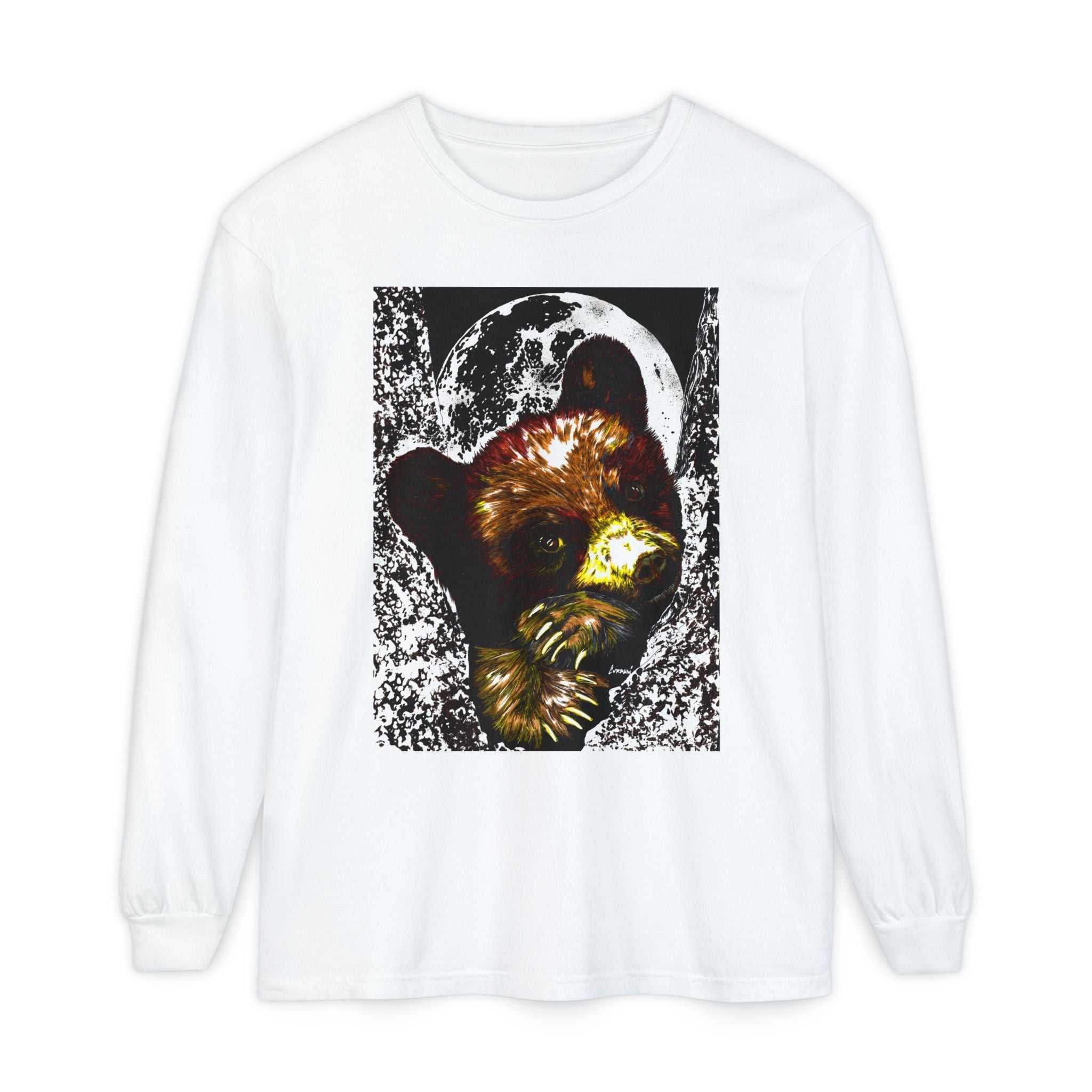 Moonlit Brown Bear Cub Unisex Long Sleeve T Shirt