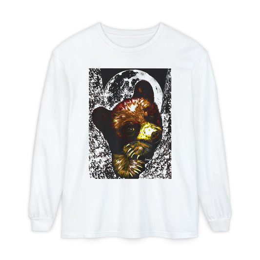 Moonlit Brown Bear Cub Unisex Long Sleeve T Shirt