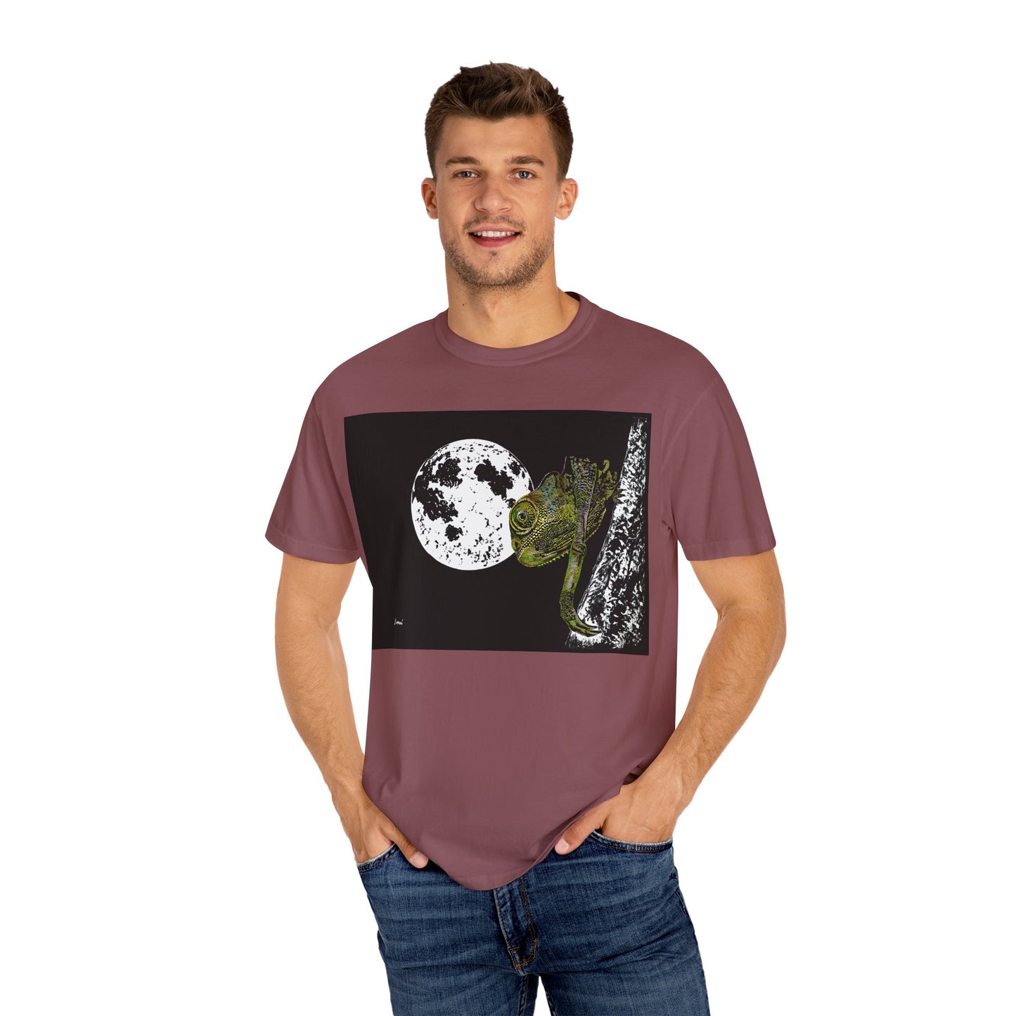 Moonlit Chameleon Unisex T-Shirt - Nature-Inspired Art Tee for Wildlife Lovers