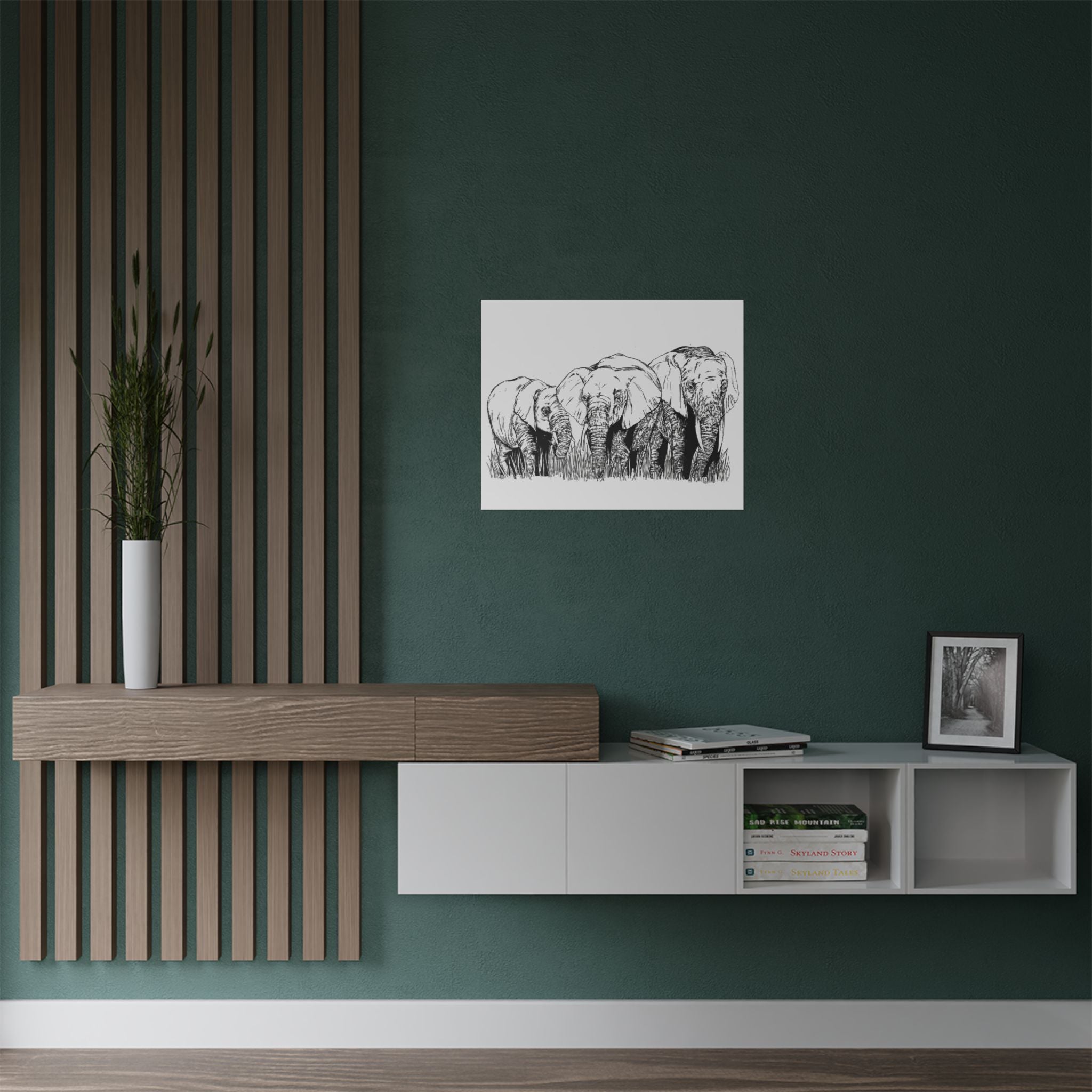 Elephant Family Satin Poster - Art Print for Nature Lovers
