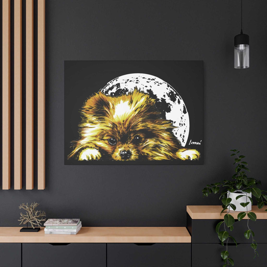 Pomeranian Moon Canvas Art Print- Dog Lover's Decor,