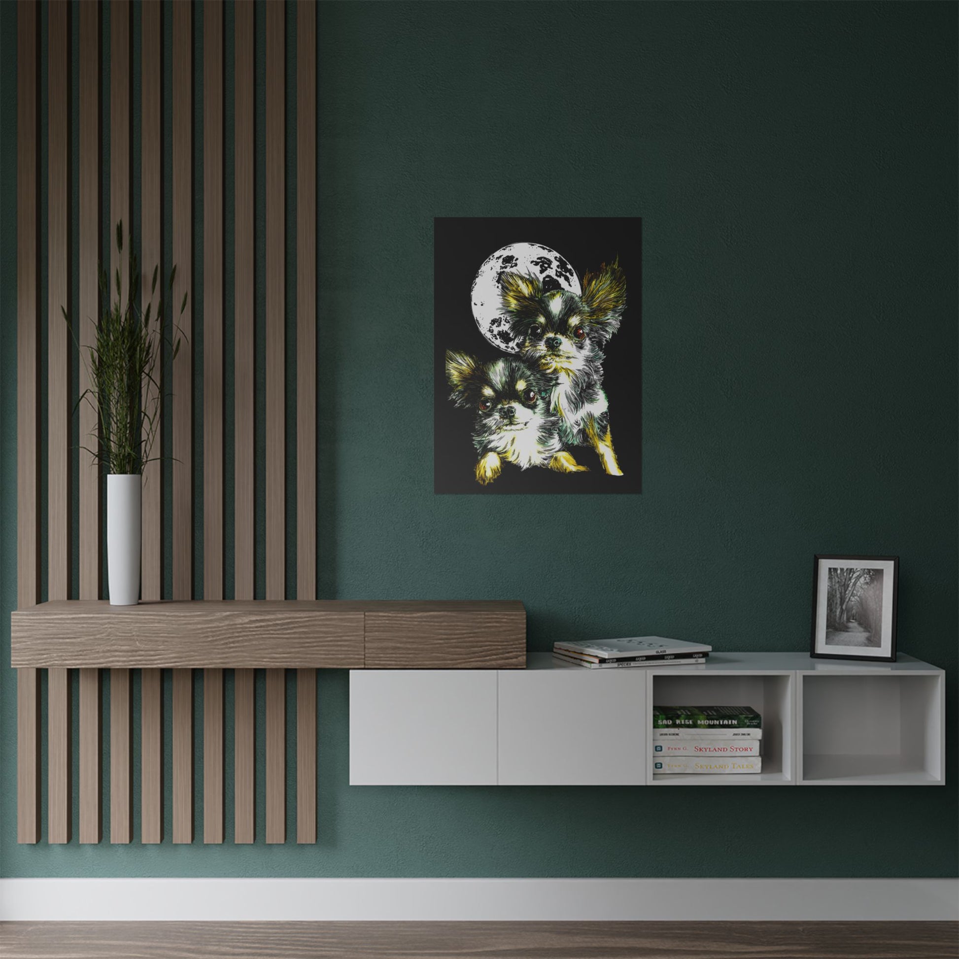 Chihuahua Moonlight Satin Poster - 300gsm Pet Art Decor