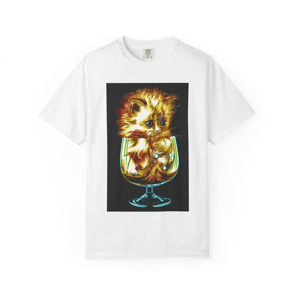 Kitten in a Glass Unisex T-shirt - Hand Drawn Art