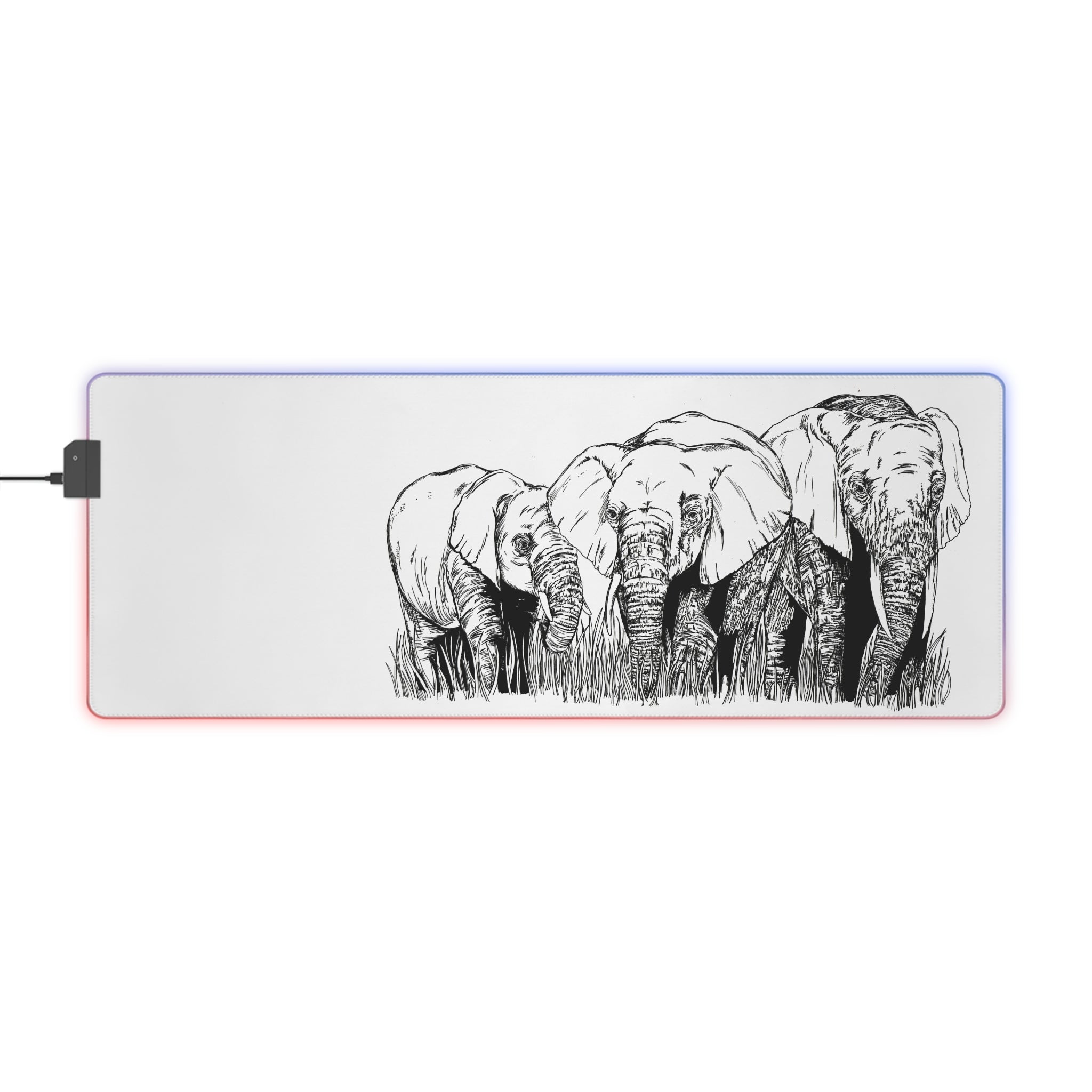 Elephant Herd LED Gaming Mouse Pad - Artistic Elephant Design