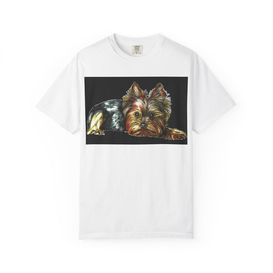 Yorkie Terrier Unisex Garment-Dyed T-Shirt – Original Hand-Drawn Art