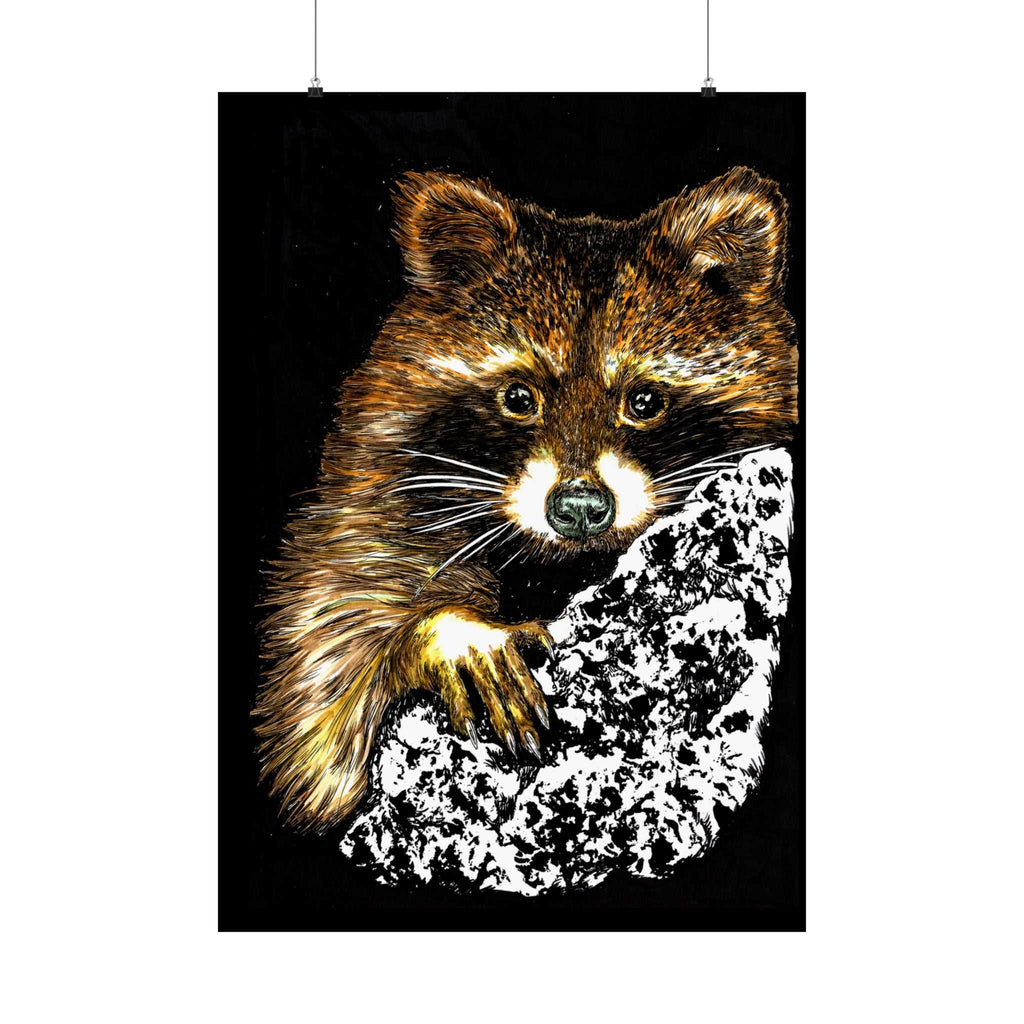 Bring the beauty of nature home with our Raccoon Wildlife Satin Poster - Hand-Drawn Raccoon Art Print. Add a touch of whimsy to your space today!
