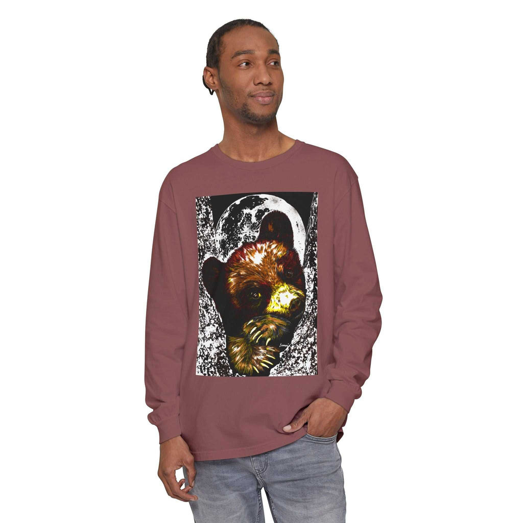 Moonlit Brown Bear Cub Unisex Long Sleeve T Shirt