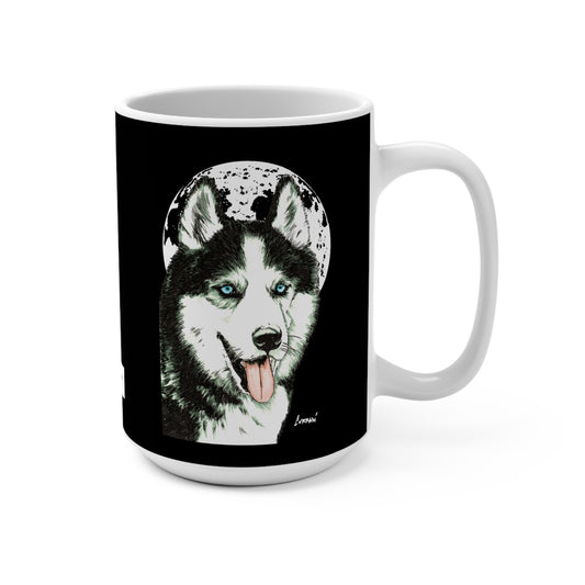 Siberian Husky Moon 15oz Ceramic Mug - Perfect Gift for Dog Lovers