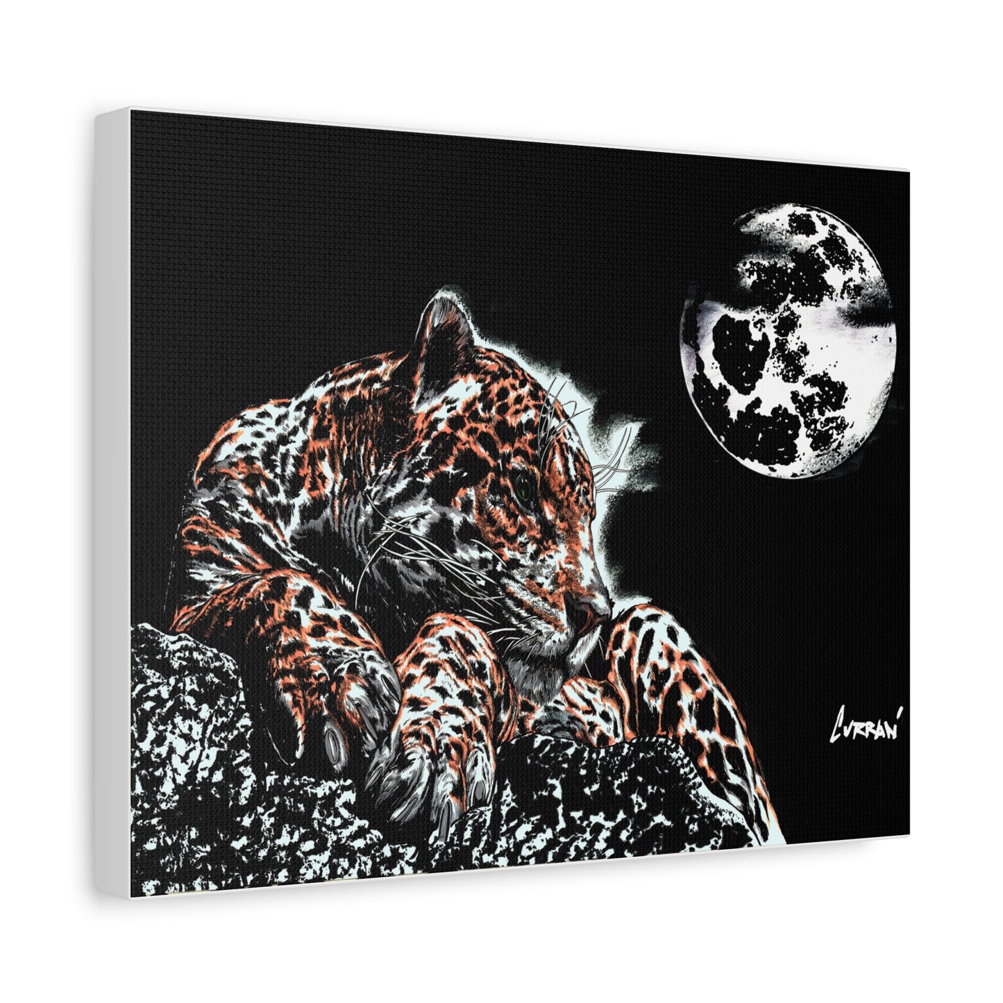 Leopard Canvas Art – Original Hand-Drawn Realistic Big Cat Wall Decor printed on Matte Canvas, Stretched, 1.25"