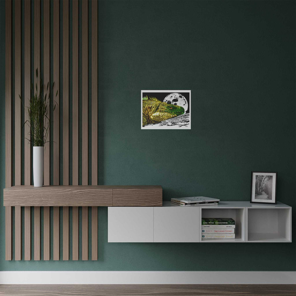 Transform your walls with our Vibrant Iguana Satin Poster - Moonlit Art Print for Nature Lovers. Bring nature's beauty indoors!