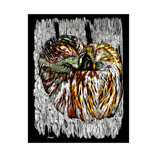 Whimsical Owl Satin Poster | Colorful Nature Artwork | Perfect for Home Decor