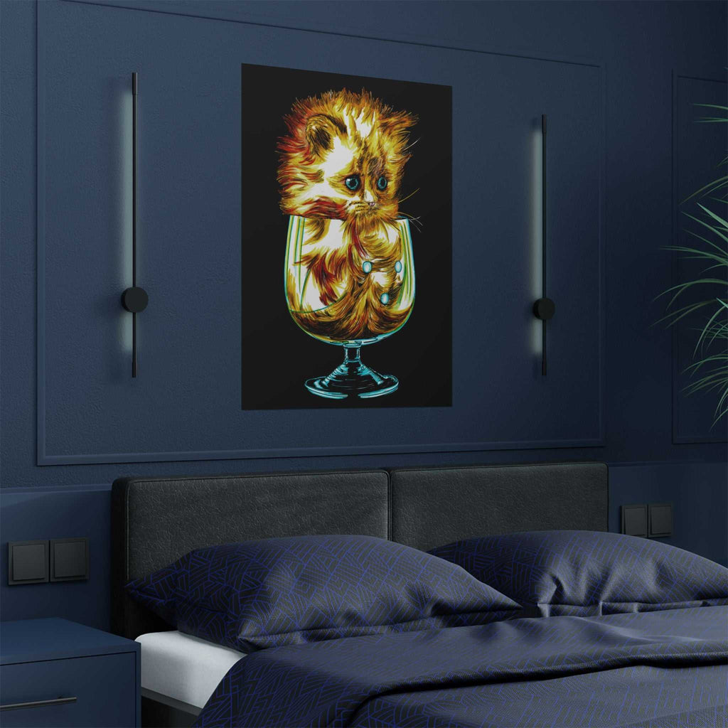 Add a touch of whimsy to your walls with our Whimsical Cat in Glass Satin Poster - 300gsm Art Print for Cat Lovers. Perfect for feline enthusiasts!