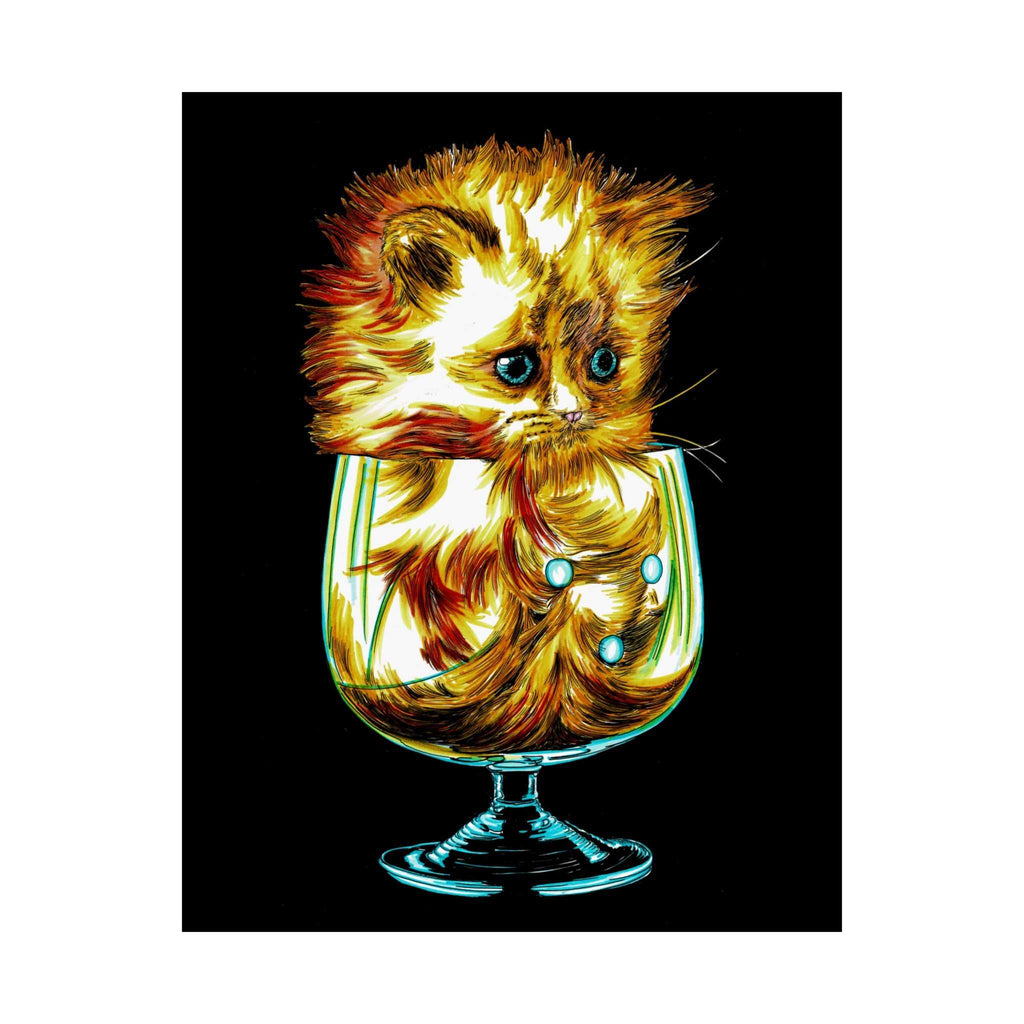 Add a touch of whimsy to your walls with our Whimsical Cat in Glass Satin Poster - 300gsm Art Print for Cat Lovers. Perfect for feline enthusiasts!