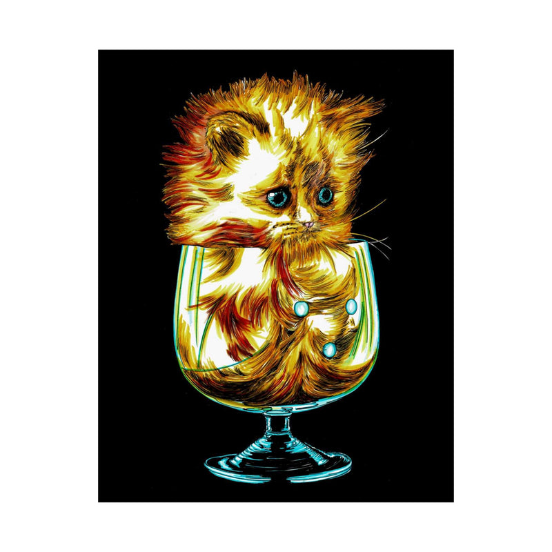 Add a touch of whimsy to your walls with our Whimsical Cat in Glass Satin Poster - 300gsm Art Print for Cat Lovers. Perfect for feline enthusiasts!