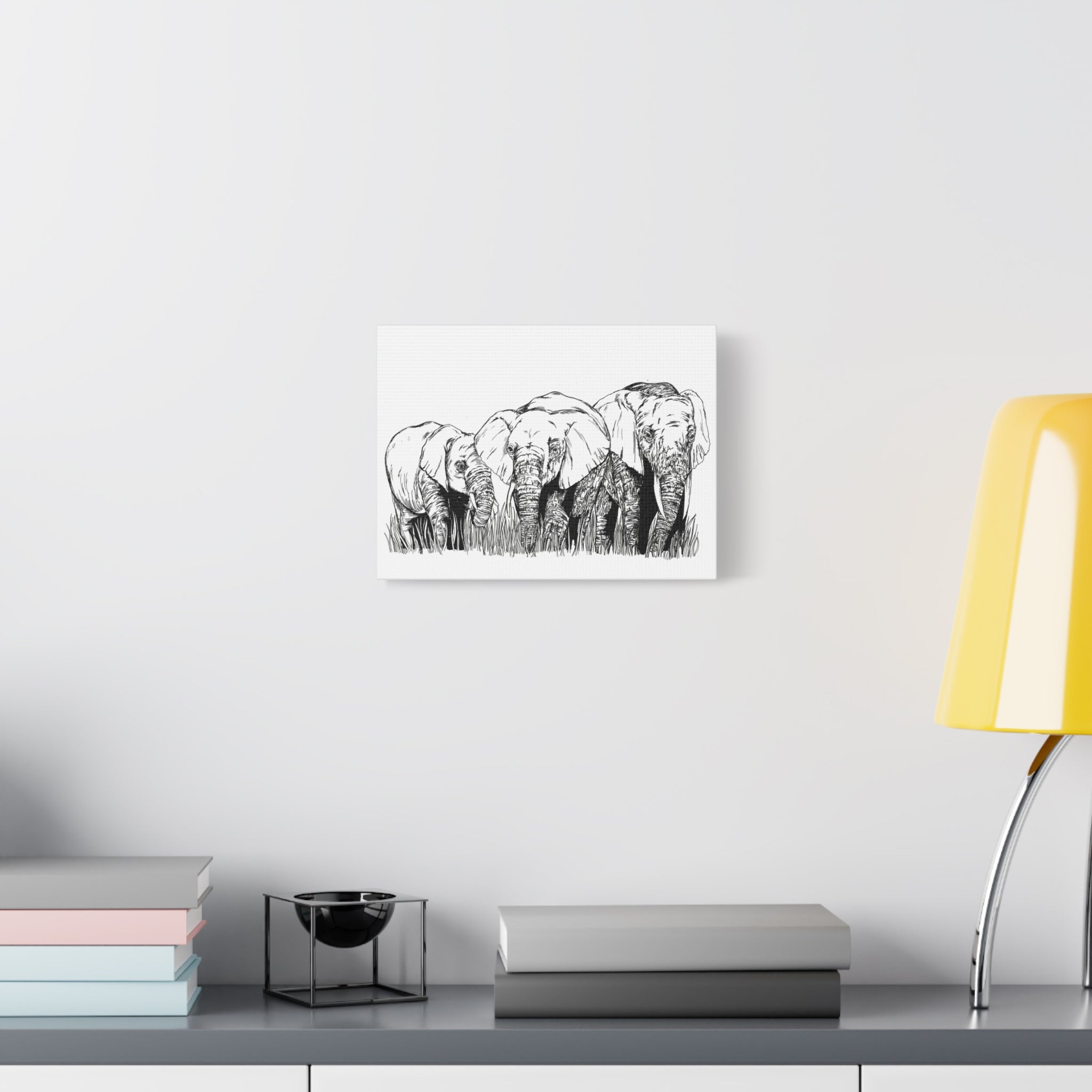 Elephant Family Art – Original Hand-Drawn Unique,