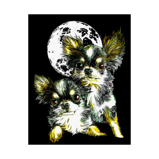 Chihuahua Moonlight Satin Poster - 300gsm Pet Art Decor