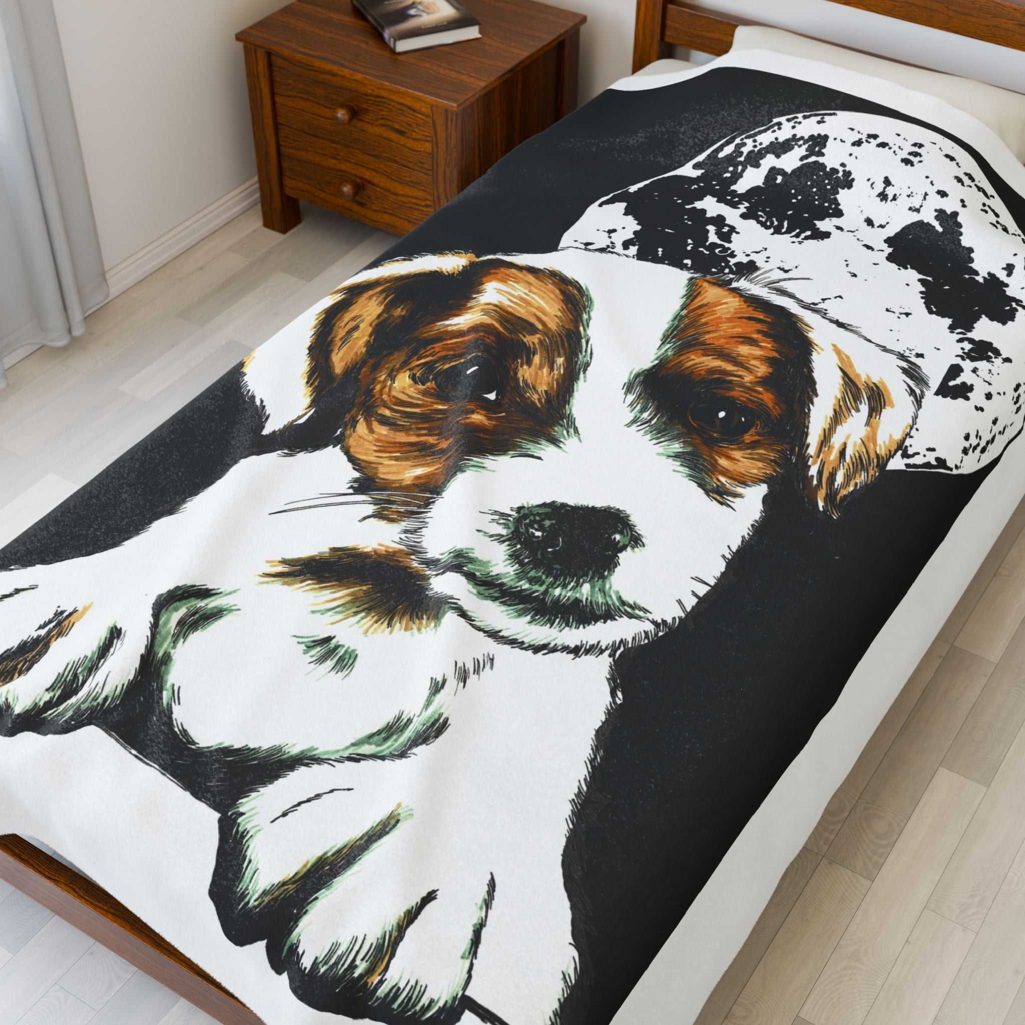 Adorable Beagle Moon Velveteen Plush Blanket