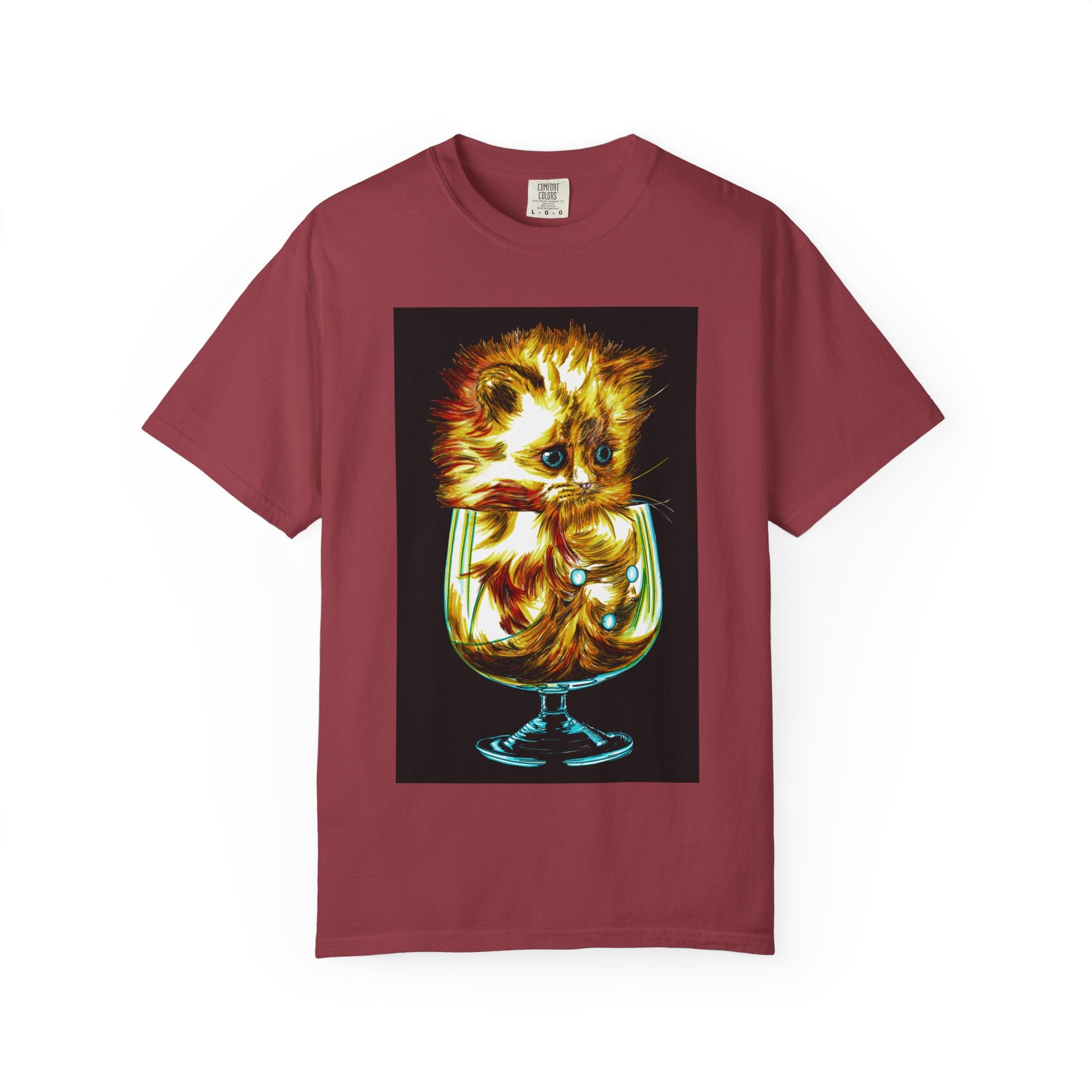 Kitten in a Glass Unisex T-shirt - Hand Drawn Art
