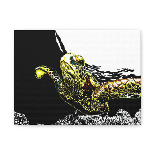 Sea Turtle Art Print of my Original hand drawn art printed on stretched canvas of a Sea Turtle