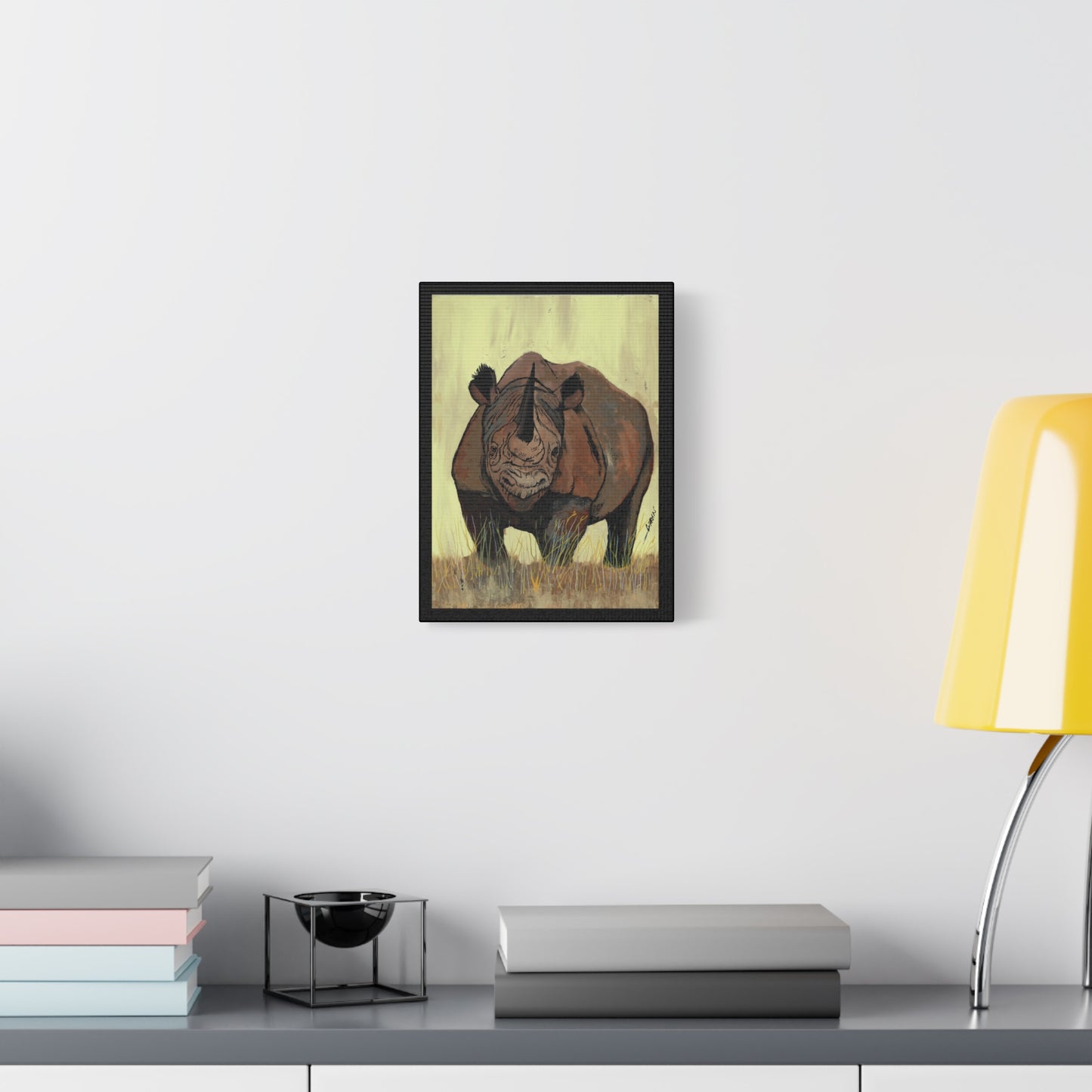 Rhino Wall Art Print of the Original, hand drawn wall art of a Rhino