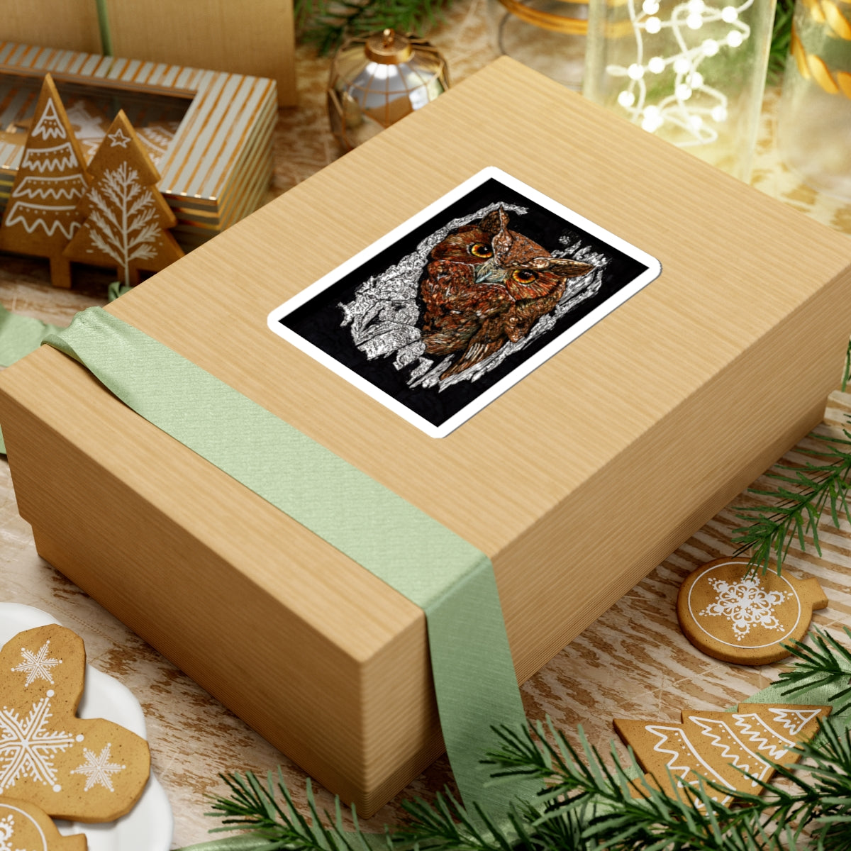 Realistic Owl Kiss-Cut Sticker - Nature-Inspired Art for Laptops & Decor
