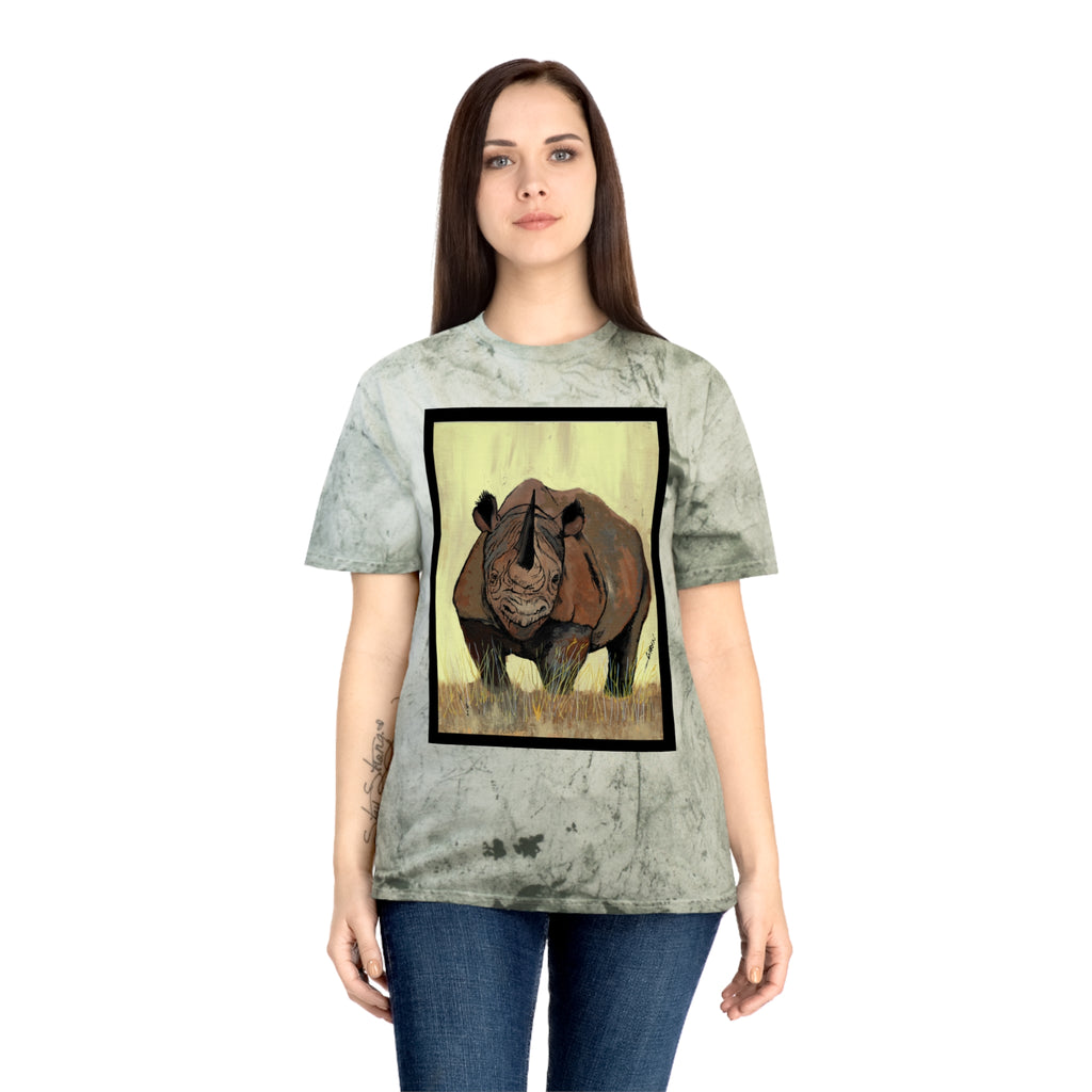 Color Blast Rhino Unisex T Shirt Hand Painted Art