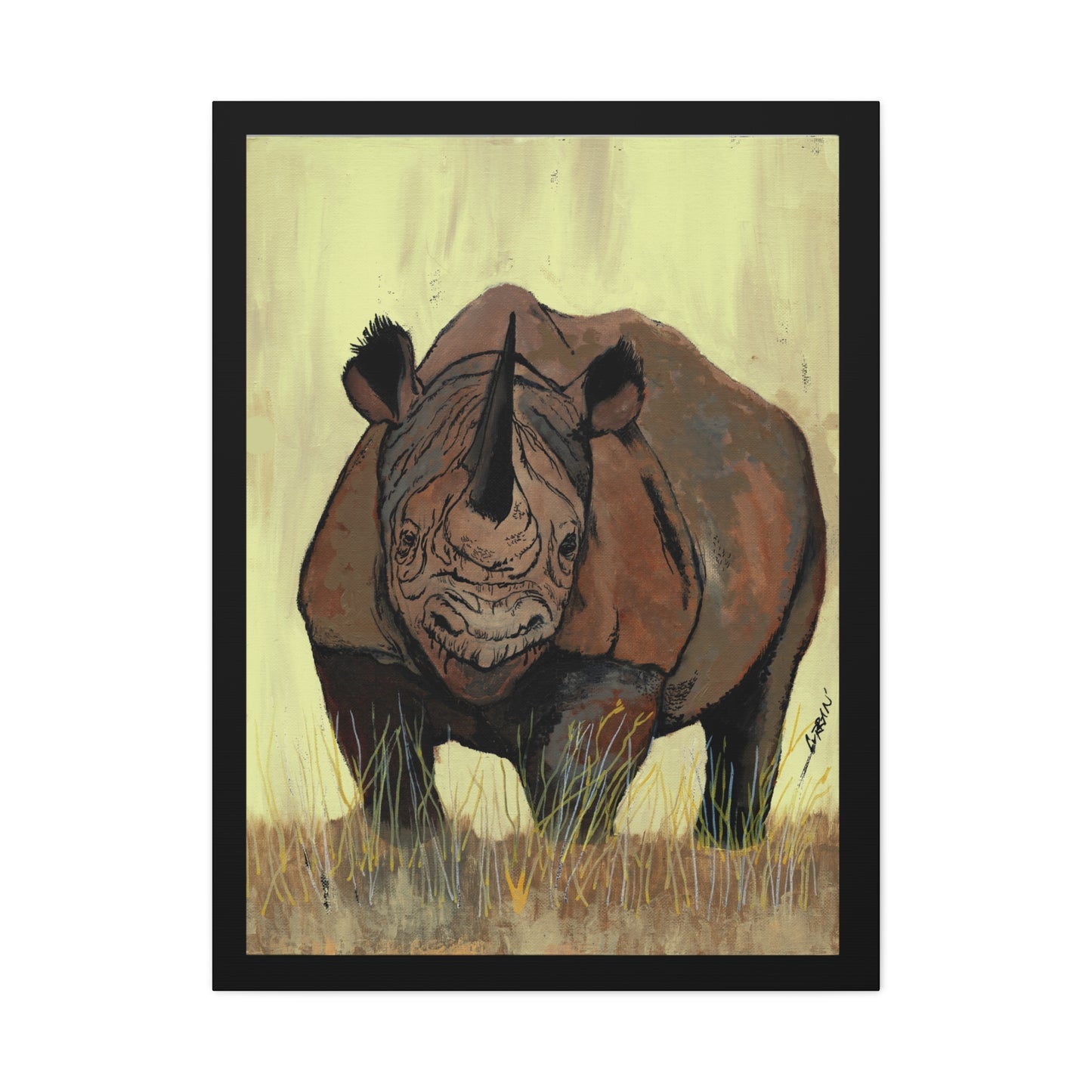 Rhino Wall Art Print of the Original, hand drawn wall art of a Rhino