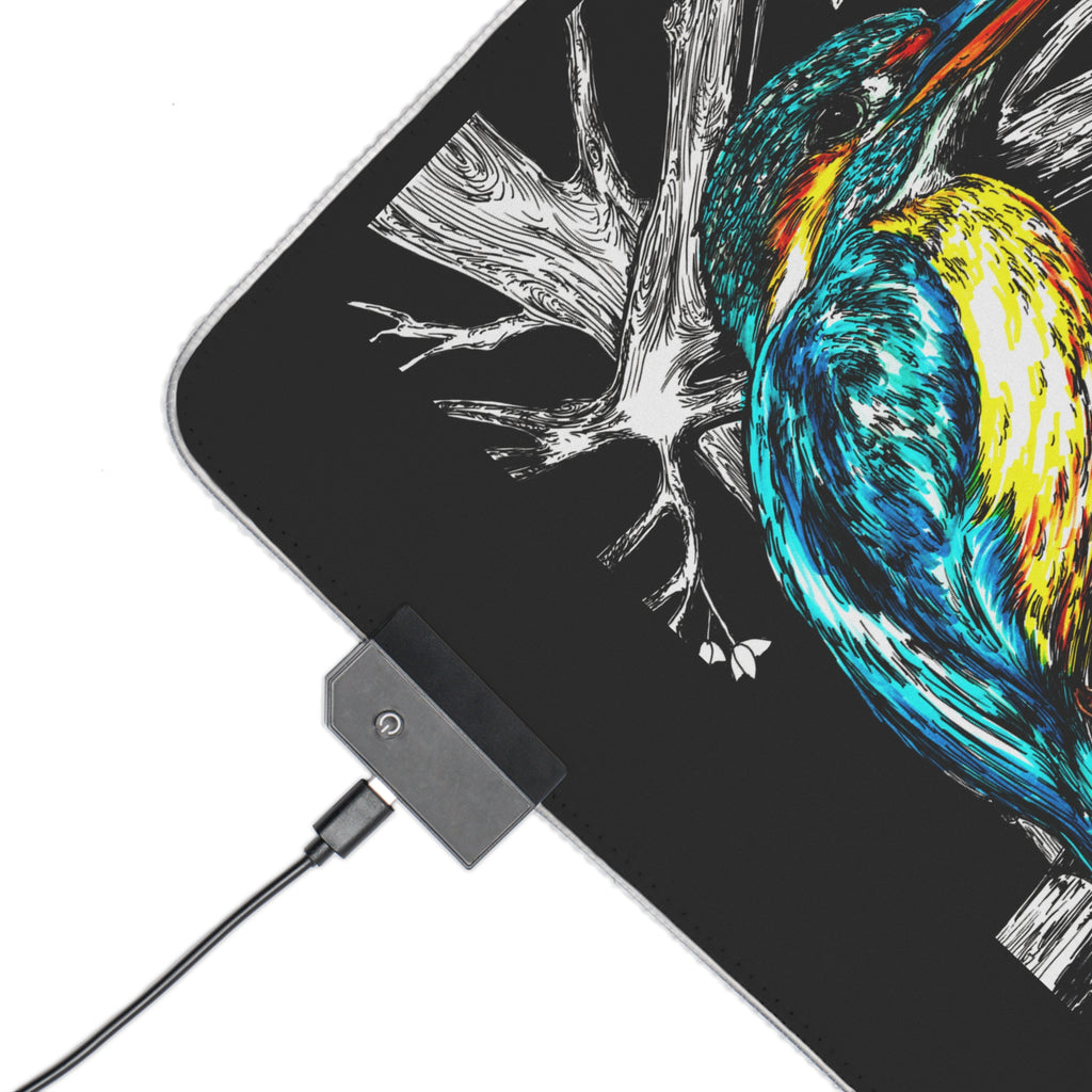 Kingfisher Bird Desk Mat LED Gaming Mouse Pad