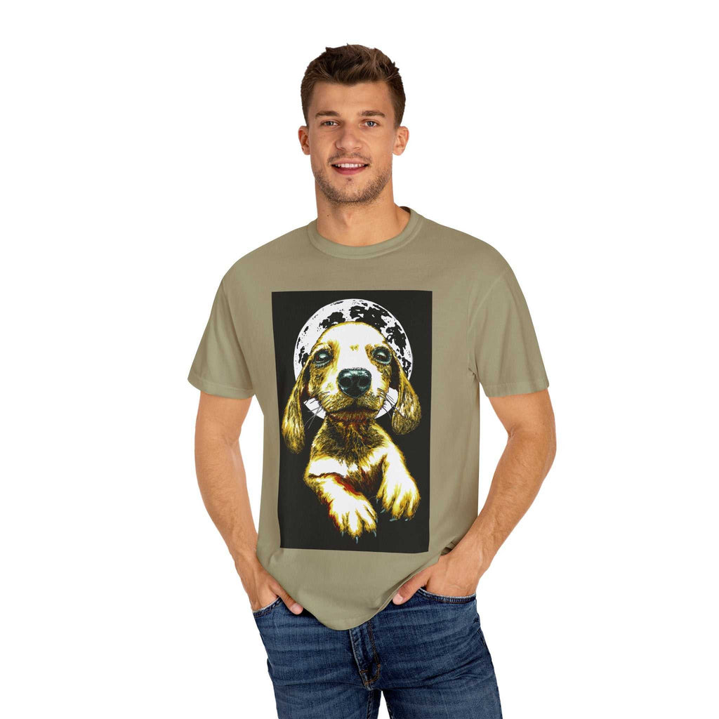 Shop our exclusive Unisex Garment-Dyed T-Shirt, Original Hand-Painted Puppy Art. Elevate your wardrobe with this unique piece!