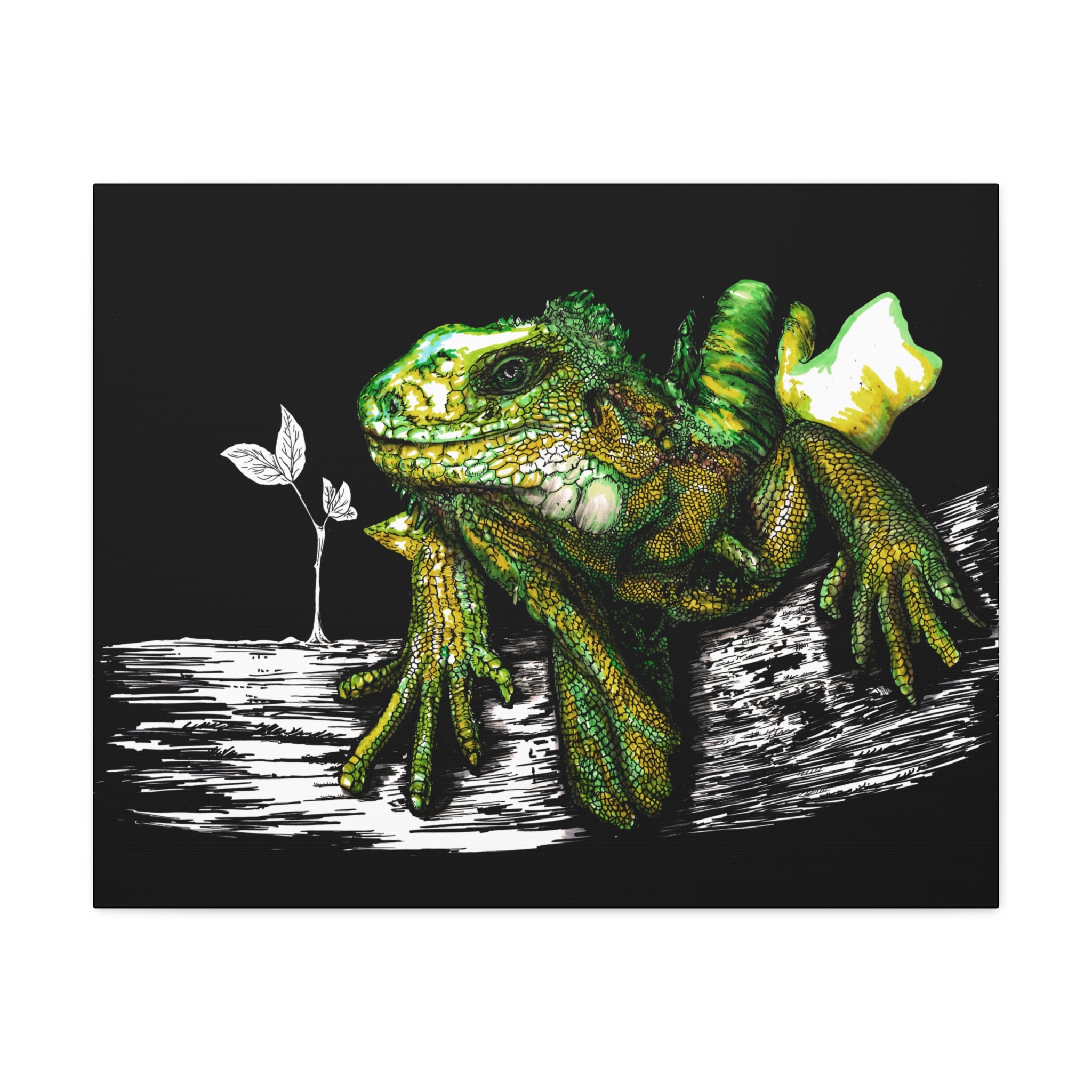 Iguana Print, Hand-Drawn Reptile Art, Lizard Wall Decor