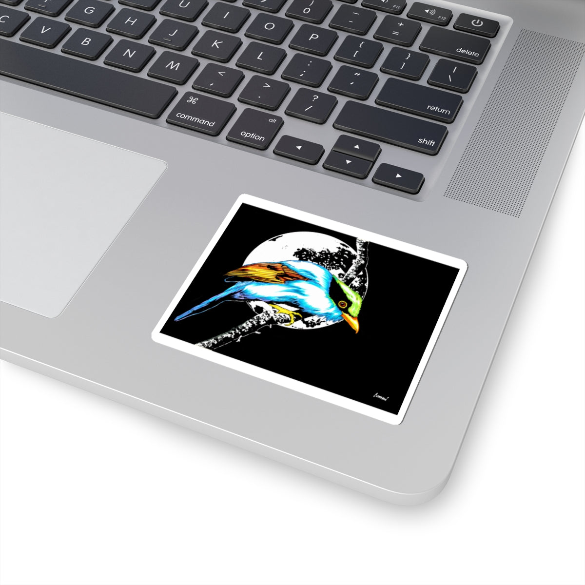 Vibrant Bird Moon Kiss-Cut Stickers - Perfect for Nature Lovers