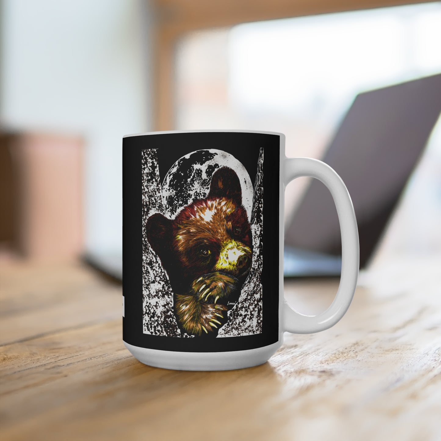Original Hand-Drawn Brown Bear Cub Art 15oz Mug