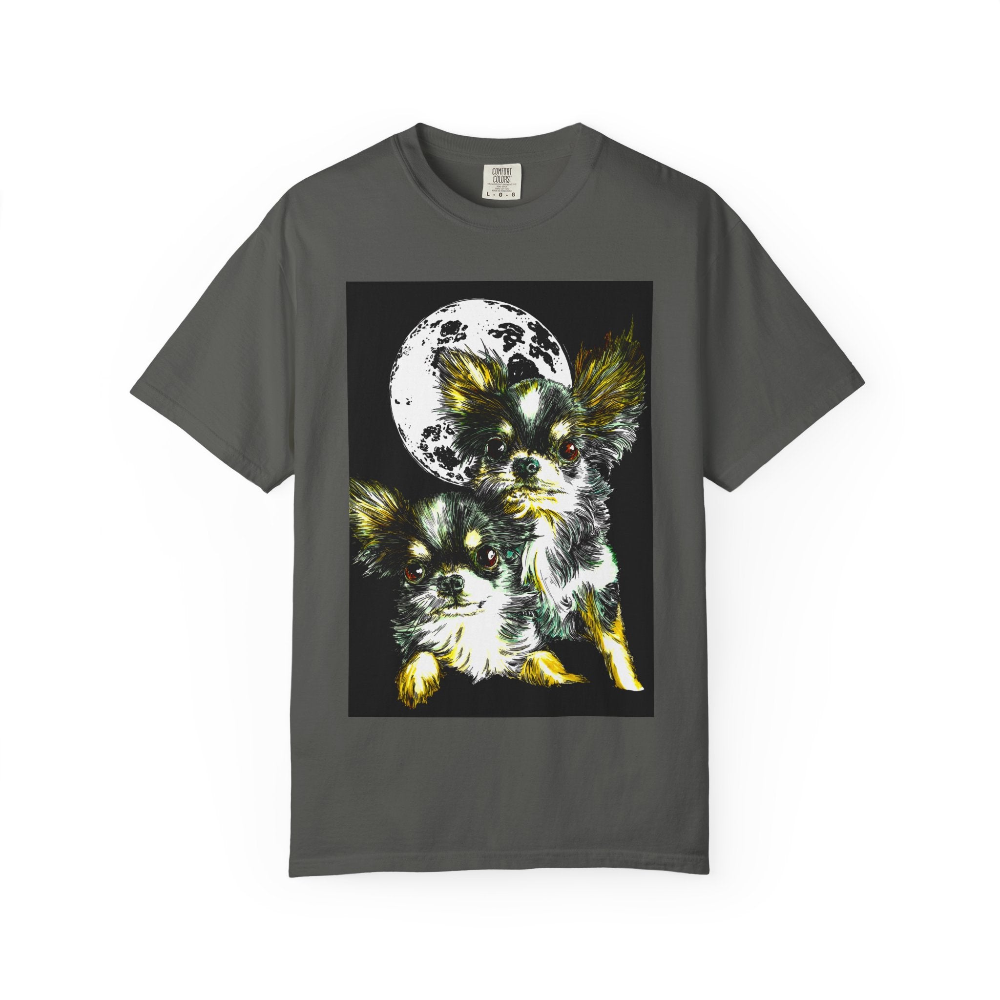 Cute Chihuahua Moon Night Unisex Garment-Dyed T-Shirt