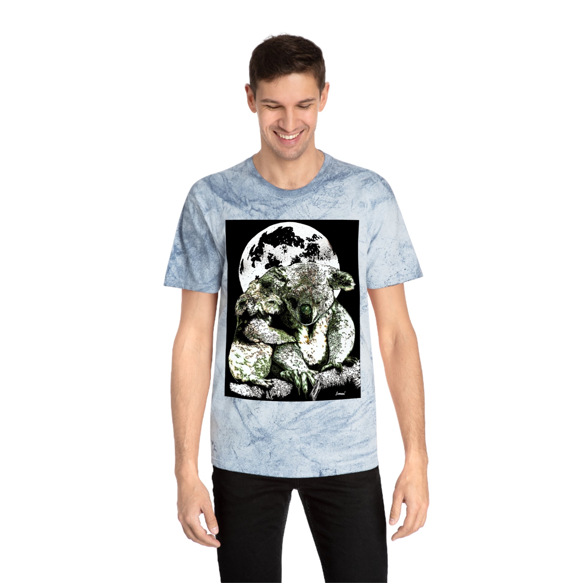 Two Koalas Color Blast T Shirt Original Hand Drawn Art